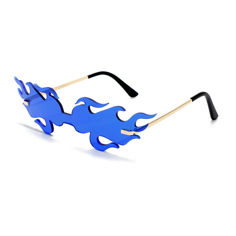 2024 Fashion Flame Sunglasses for Women & Men - Oversized Rimless Wave Sun Glasses - Luxury Punk Eyewear for Beach, Party & Outdoor Activities