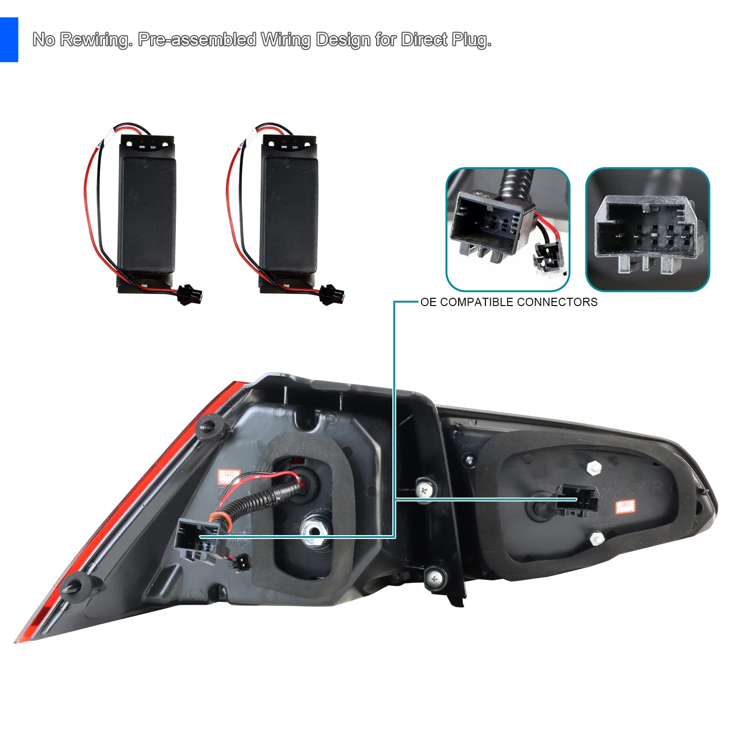 Spec-D Tuning Red LED Bar Tail Lights for 2015-2017 Volkswagen Golf GTI - Left & Right Pair Assembly - Enhanced Night Visibility & Style Upgrade for Your GTI