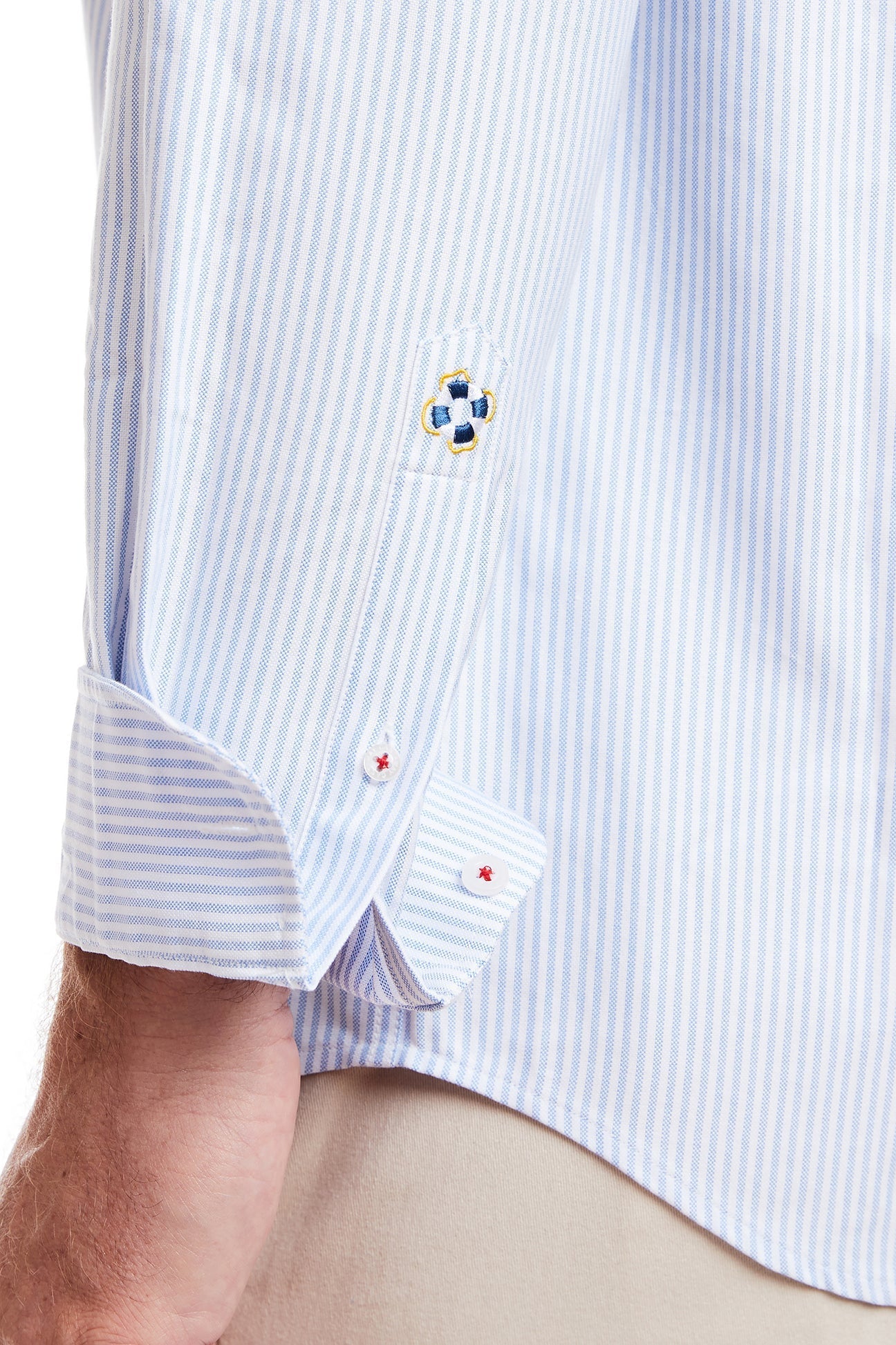 Men's Oxford Blue Stripe Chase Shirt - Classic Single Turkey Design for Business Casual & Office Wear