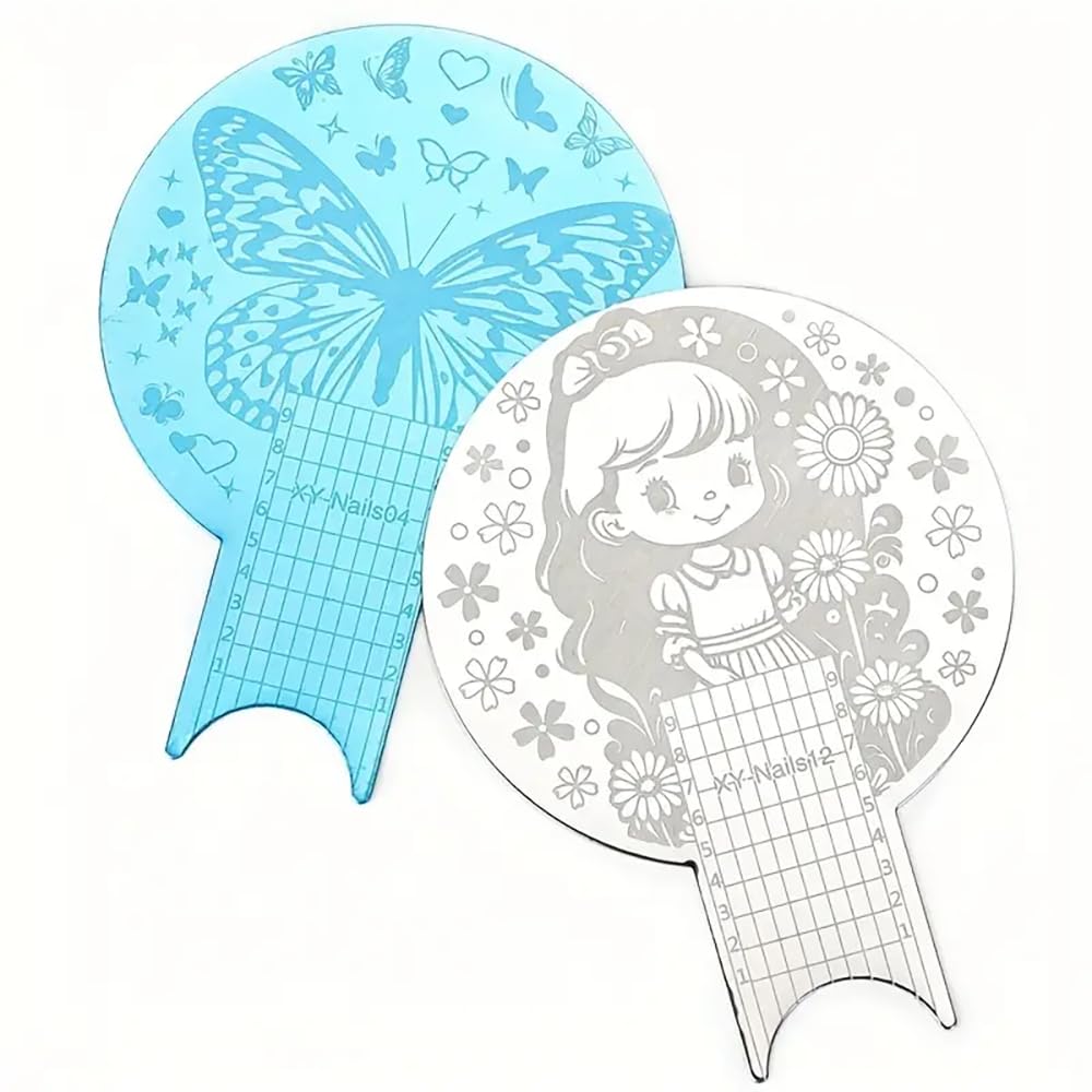 Premium Stainless Steel Nail Ruler - Professional Length Measuring Tool with Elephant Art Stencil Designs for Nail Art, DIY Crafts & Manicures | Perfect for Salon, Home Use & Nail Enthusiasts