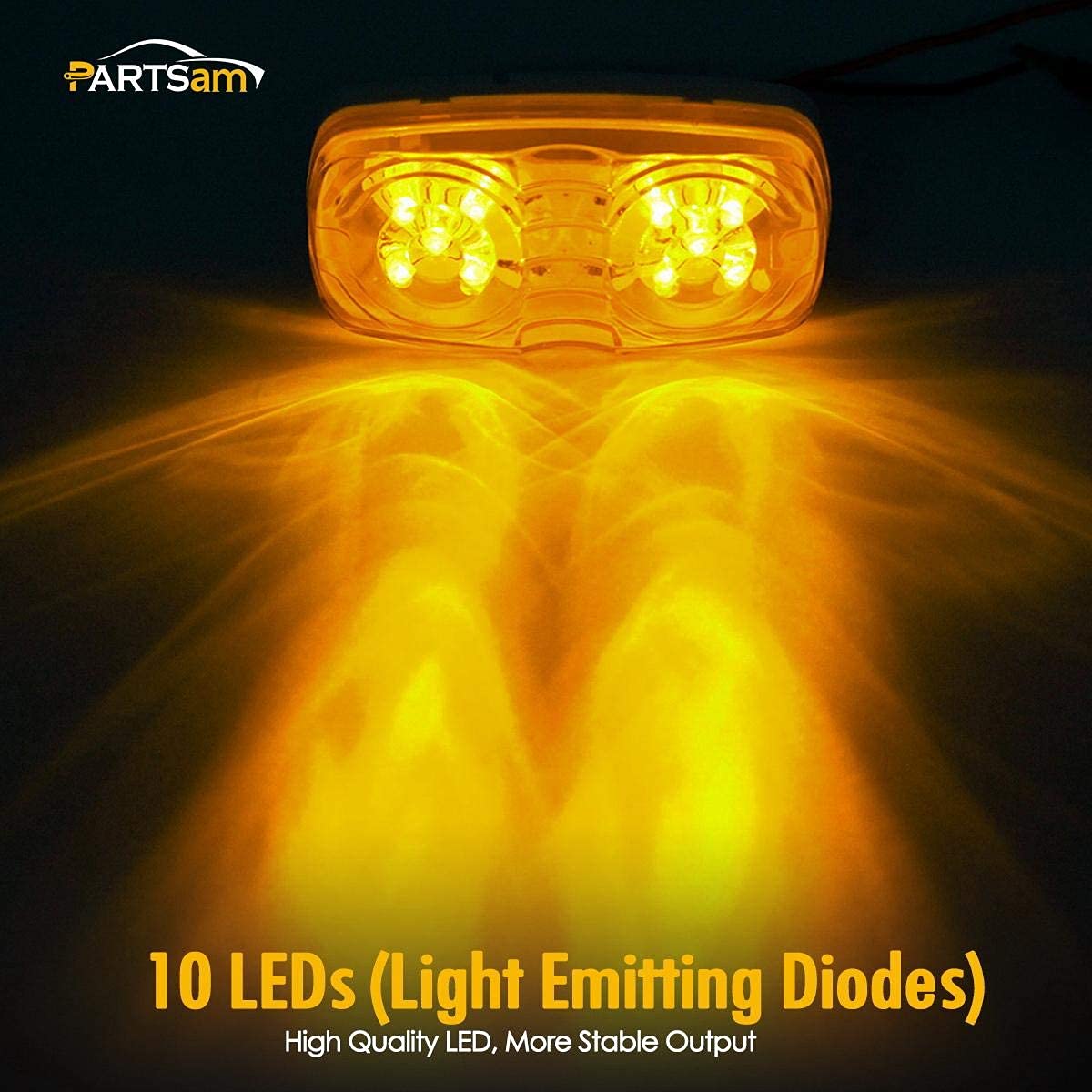 Partsam LED RV Camper Tail Light Kit - Smoke Lens with 14 Amber/Red Double Bullseye Marker Lights, 10-Diode LED Brake/Turn/Tail Lights & License Plate Light (Black Base) - Perfect for RV, Camper & Trailer Safety Lighting Upgrades