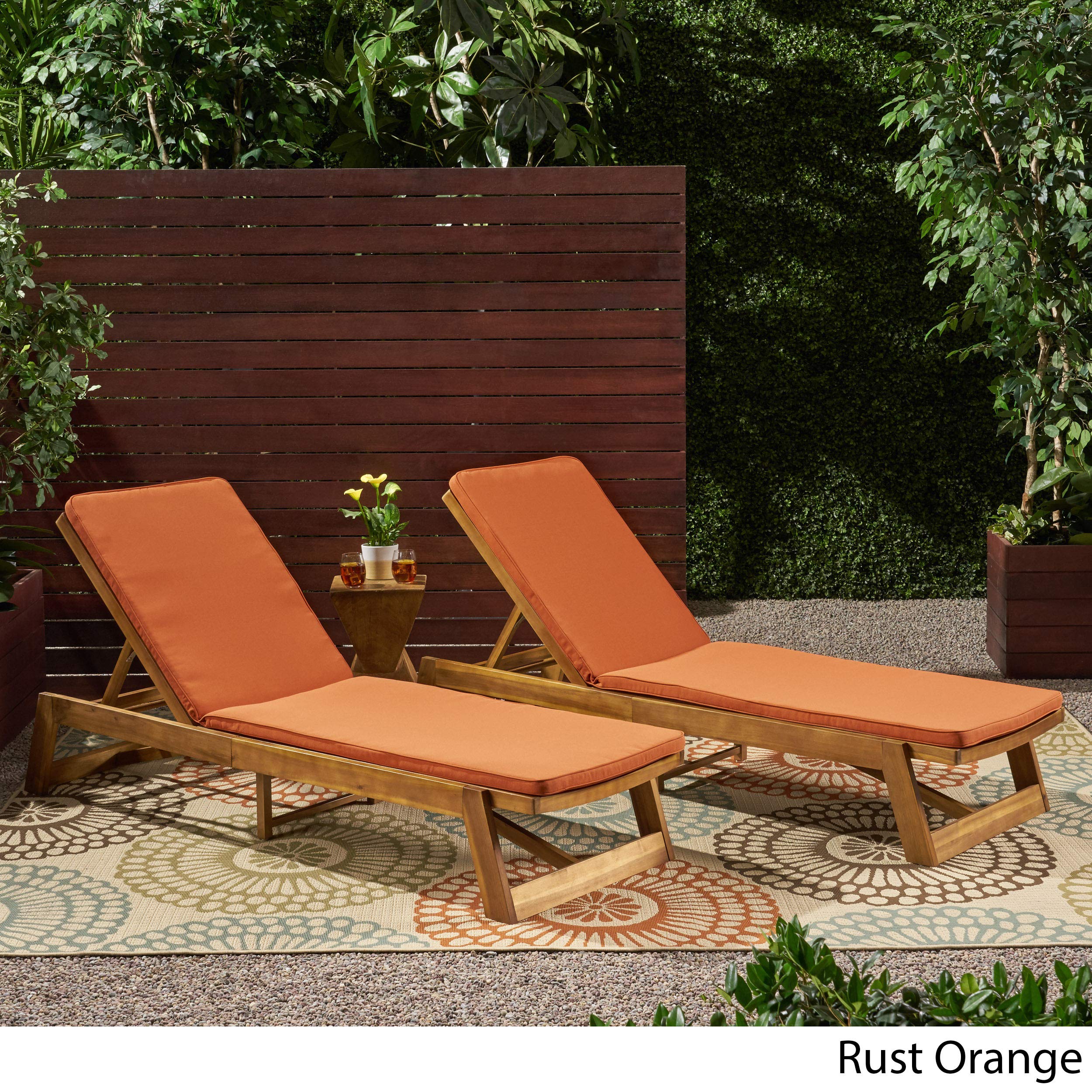 Premium Outdoor Chaise Lounge Cushion Set of 2 - Waterproof, UV Resistant, Rust Orange - Perfect for Patio, Poolside & Garden Relaxation