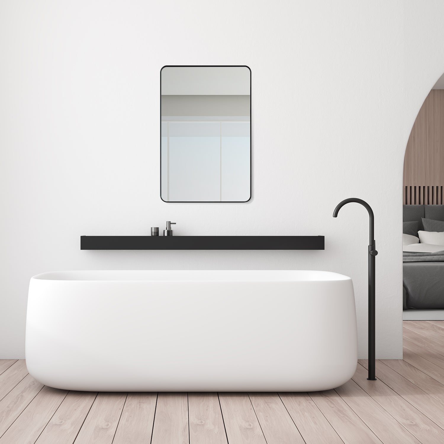 Nettuno 24-Inch Rectangle Bathroom Vanity Mirror - Aluminum Framed Wall Mirror for Modern Bathrooms, Perfect for Vanity, Powder Room & Home Decor