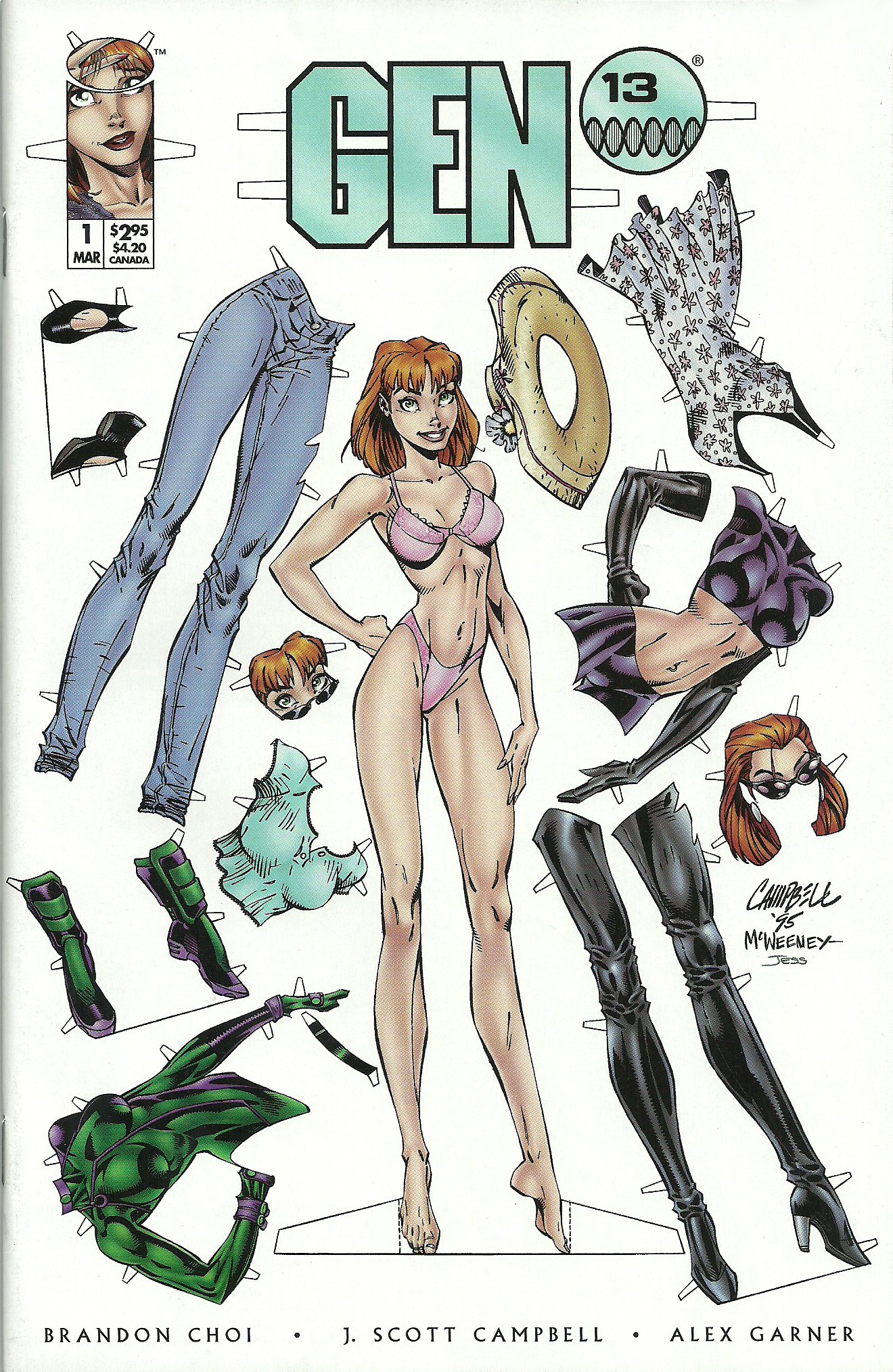 Campbell Variant Paper Doll Cover Gen13 #1 - Collectible Comic Book Art for Fans & Display