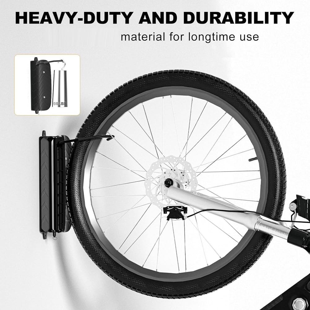 Siyewio 1 Pack Swivel Bike Wall Mount - Vertical Bike Rack & Hanger for Garage Storage - Space-Saving Mountain Bike Wall Mount for Indoor/Outdoor Use - Perfect for Small Apartments, Garages & Cycling Enthusiasts