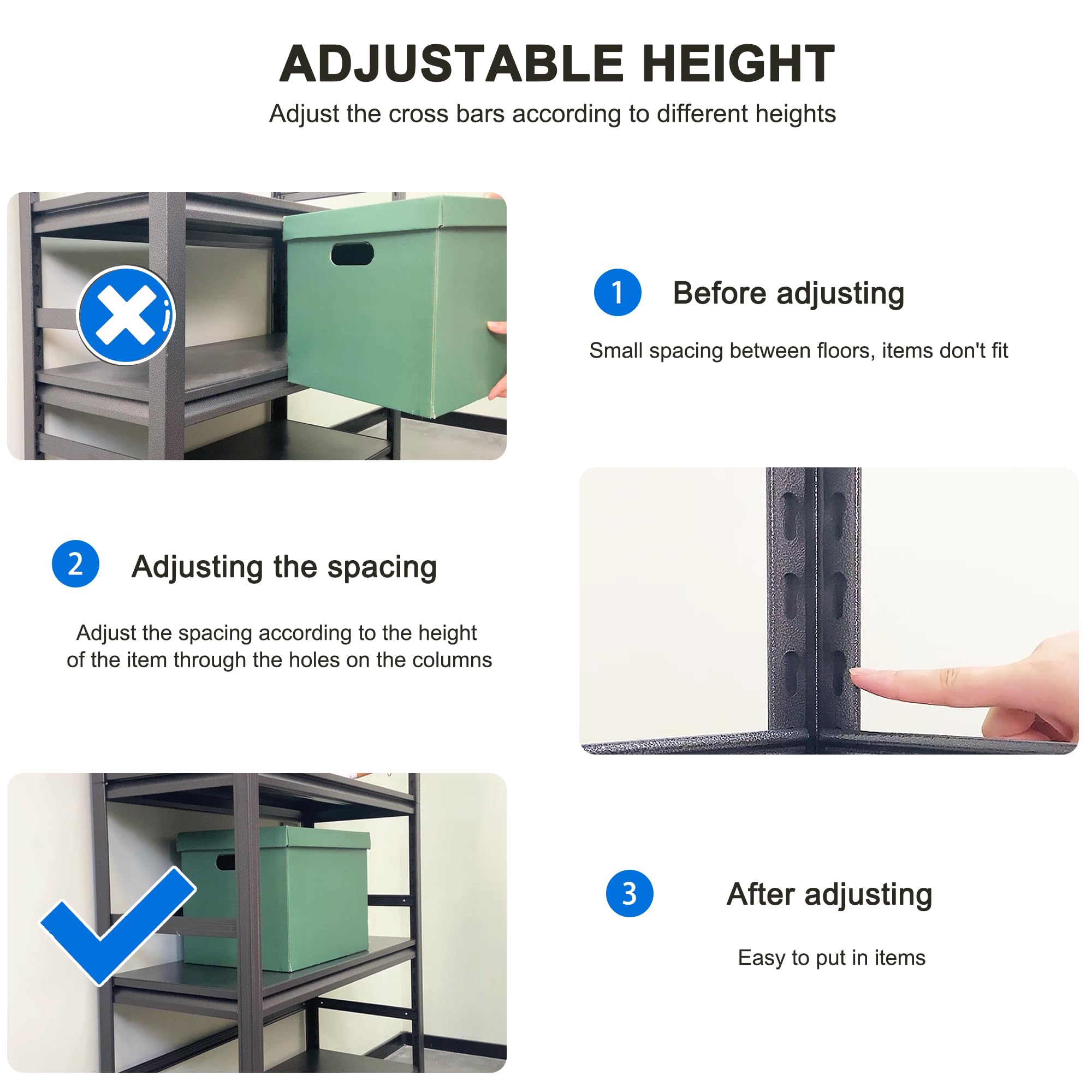 Heavy Duty 5-Tier Metal Storage Shelves - Adjustable Garage & Kitchen Shelving Unit with Wheels, 1750LBS Capacity (72