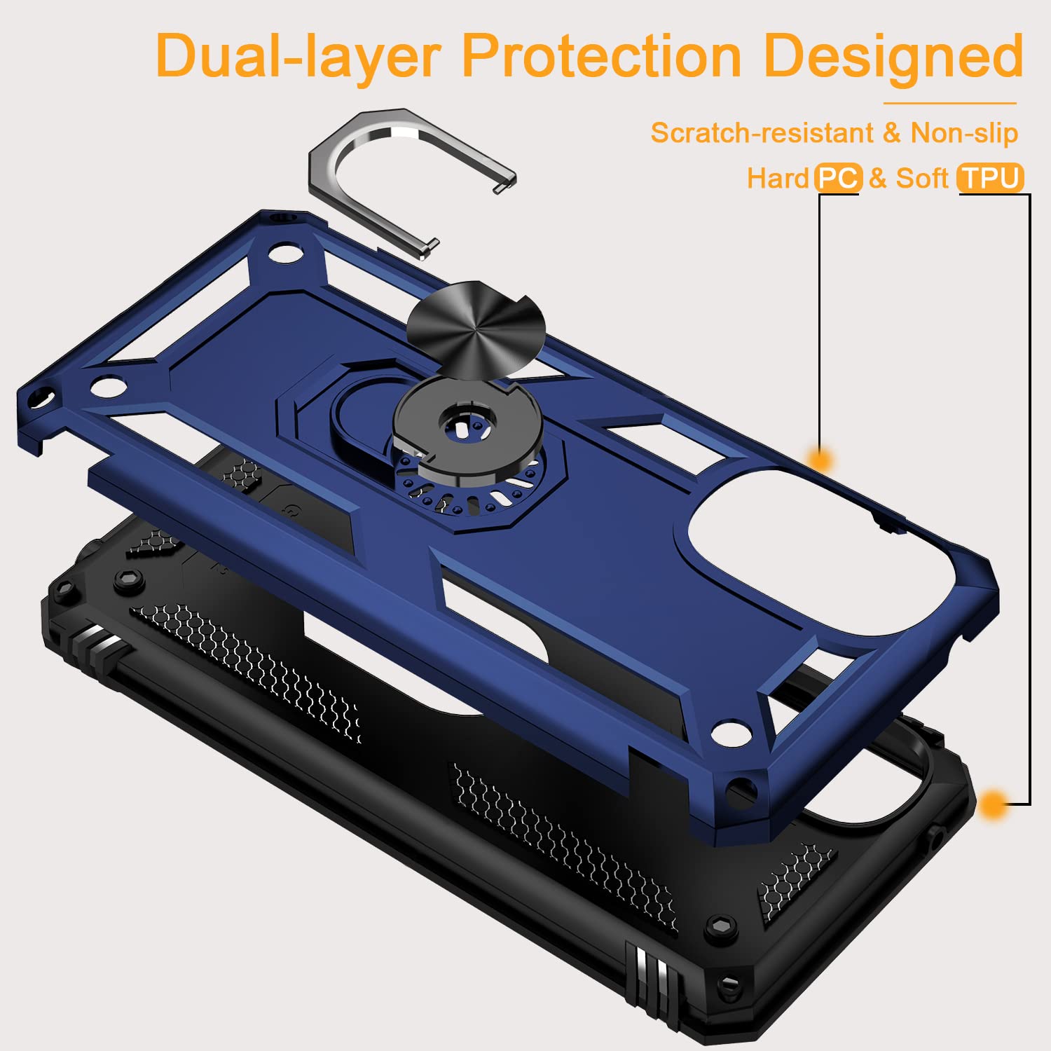 Military-Grade Shockproof Case for Motorola Moto G 5G 2022 with Magnetic Kickstand & 2 Pack Tempered Glass Screen Protectors - Blue | Perfect for Outdoor Activities, Work & Travel Protection