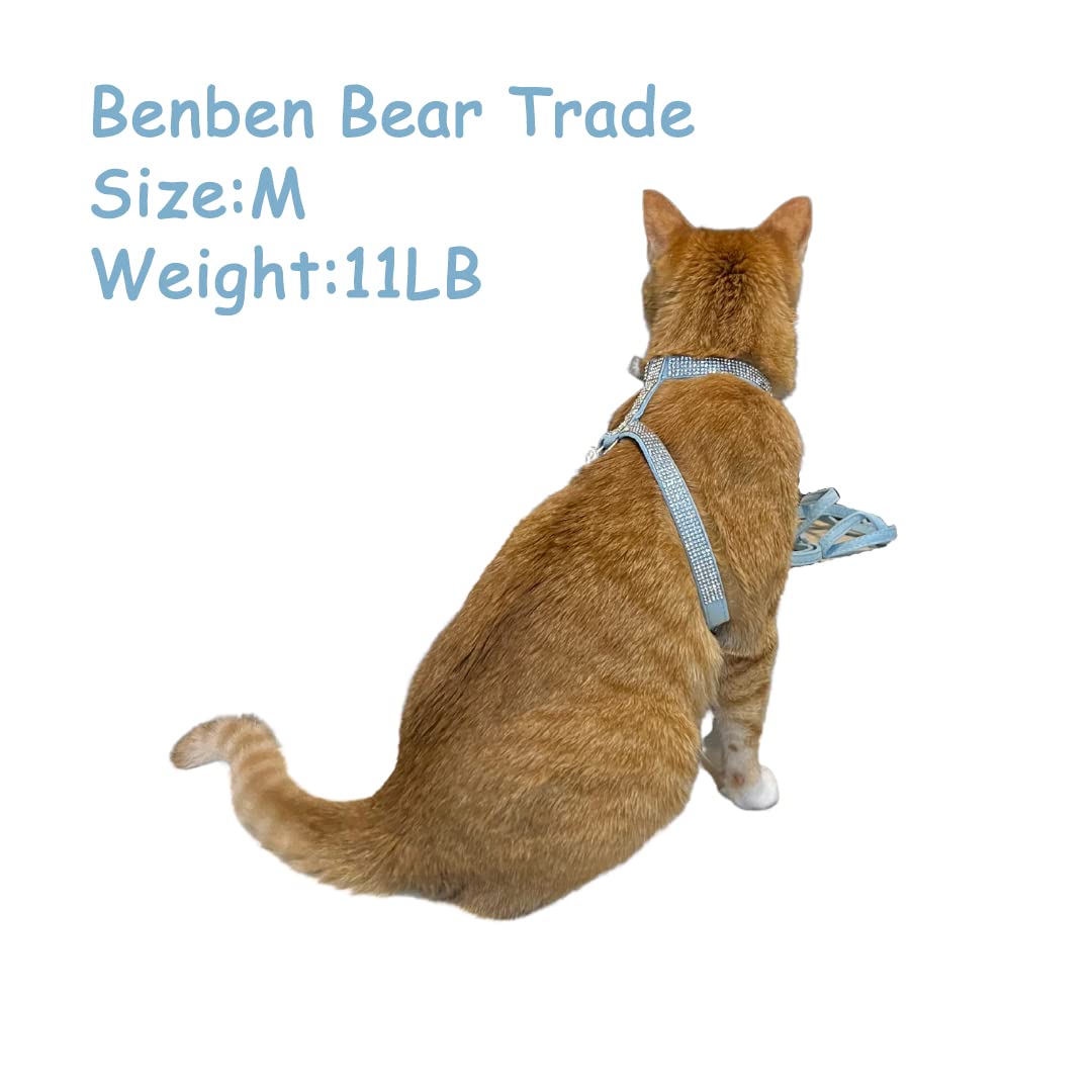Sparkling Rhinestone Pet Harness - Adjustable Dog & Cat Vest for Small Pets (Size M, Light Green) | Perfect for Walking, Outdoor Adventures & Fashion Styling