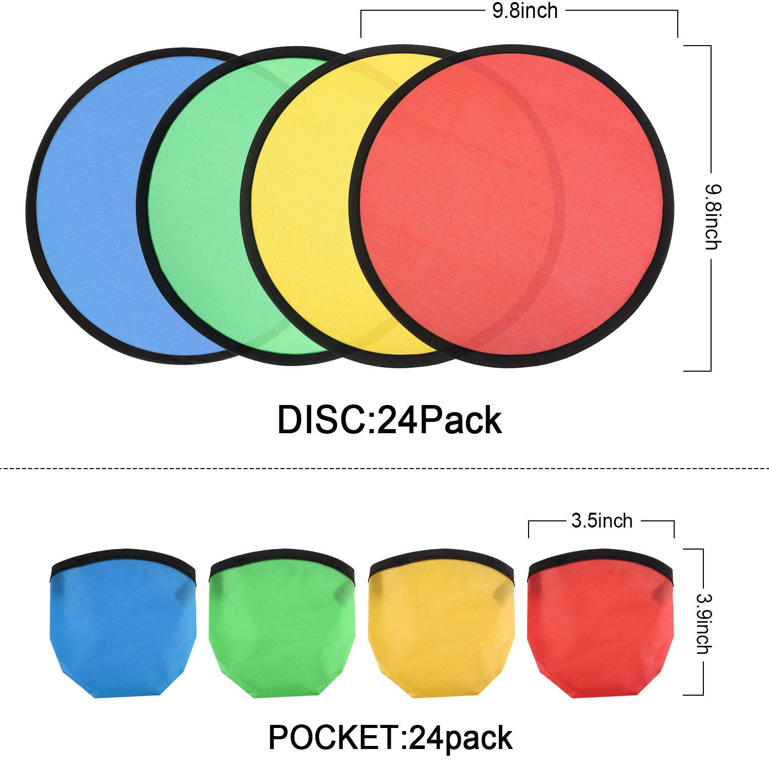 24 Pack Foldable Flying Disc Fans Set - Portable Pocket Toy for Beach, Summer Fun, Birthday Parties & Outdoor Games | Perfect for Backyard BBQ, Picnics, Camping and Family Gatherings