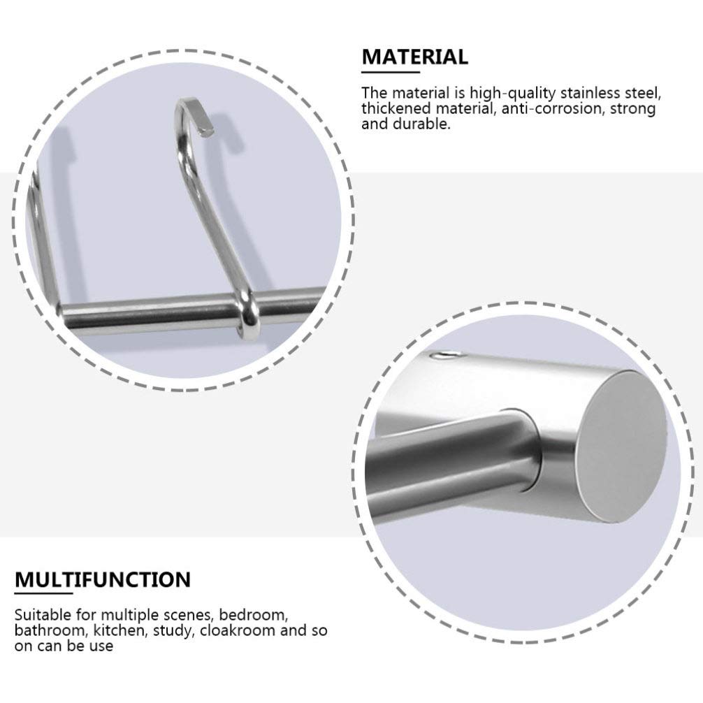 Stainless Steel Wall Hooks for Kitchen & Coat Hanging - Heavy Duty Sliding Hanger Rack for Utensils, Towels & Storage - Perfect for Organizing Small Spaces, Pantry & Entryway