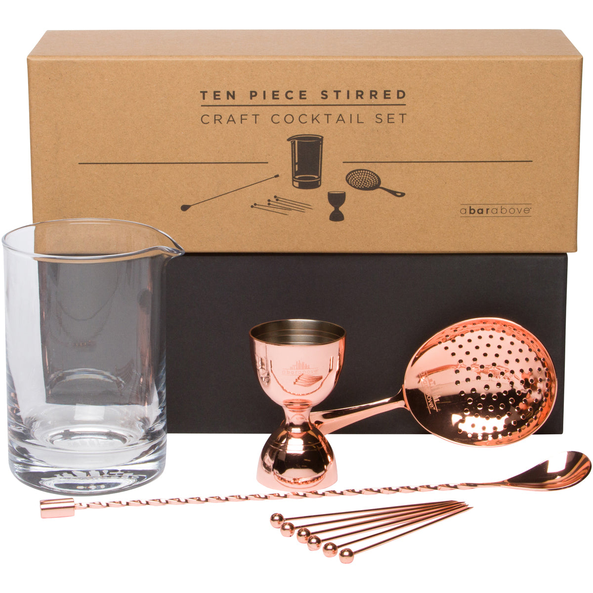 Premium 10-Piece Copper Cocktail Mixing Set - Bar Tools for Craft Cocktails, Home Bartending & Party Mixology (Includes Stirrer, Shaker & Bar Spoon) - Perfect for Home Bars, Cocktail Parties & Professional Bartenders