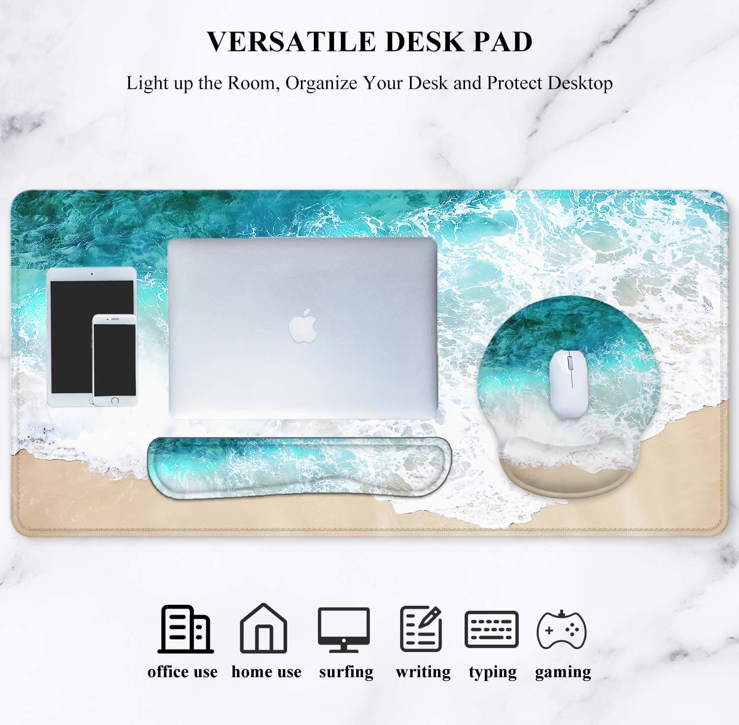 LATEEFAH Ergonomic Mouse Pad with Wrist Rest - Extra Large Gaming Desk Mat & Keyboard Pad Set (4-in-1) for Comfortable Home Office & PC Gaming Setup - Perfect for Work, Typing, and Long Gaming Sessions