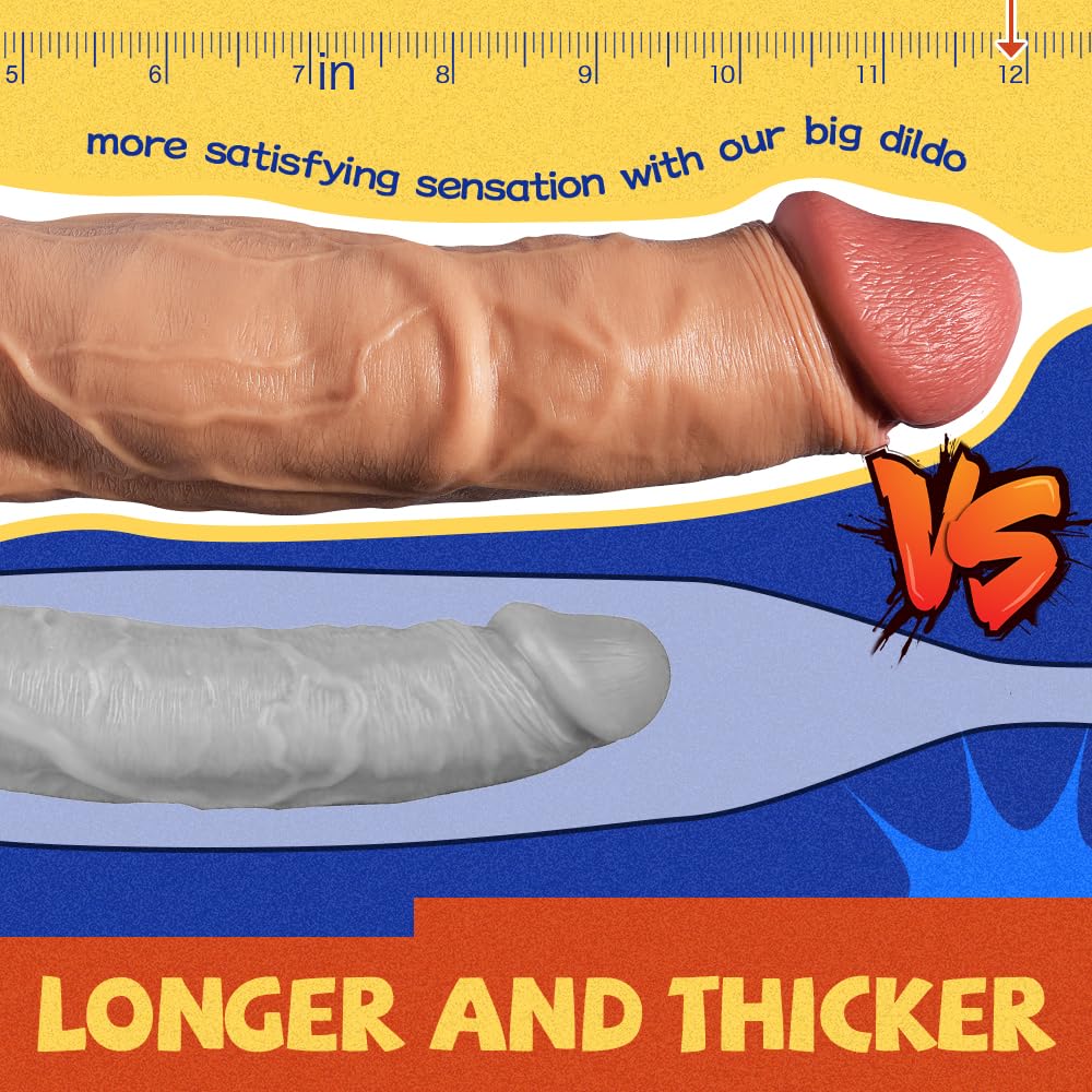 Lubisey 11.8 Inch Realistic Dildo with Strong Suction Cup - Lifelike Texture G-Spot Stimulator for Women & Couples - Hands-Free Play, Anal & Vaginal Use - Soft Yet Firm Adult Sex Toy for Bedroom & Shower Fun