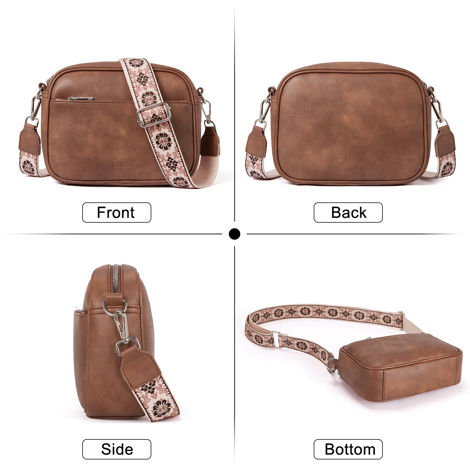 CLUCI Vegan Leather Crossbody Bags for Women - Adjustable Wide Strap Shoulder Handbag Purse | Perfect for Work, Travel & Everyday Use