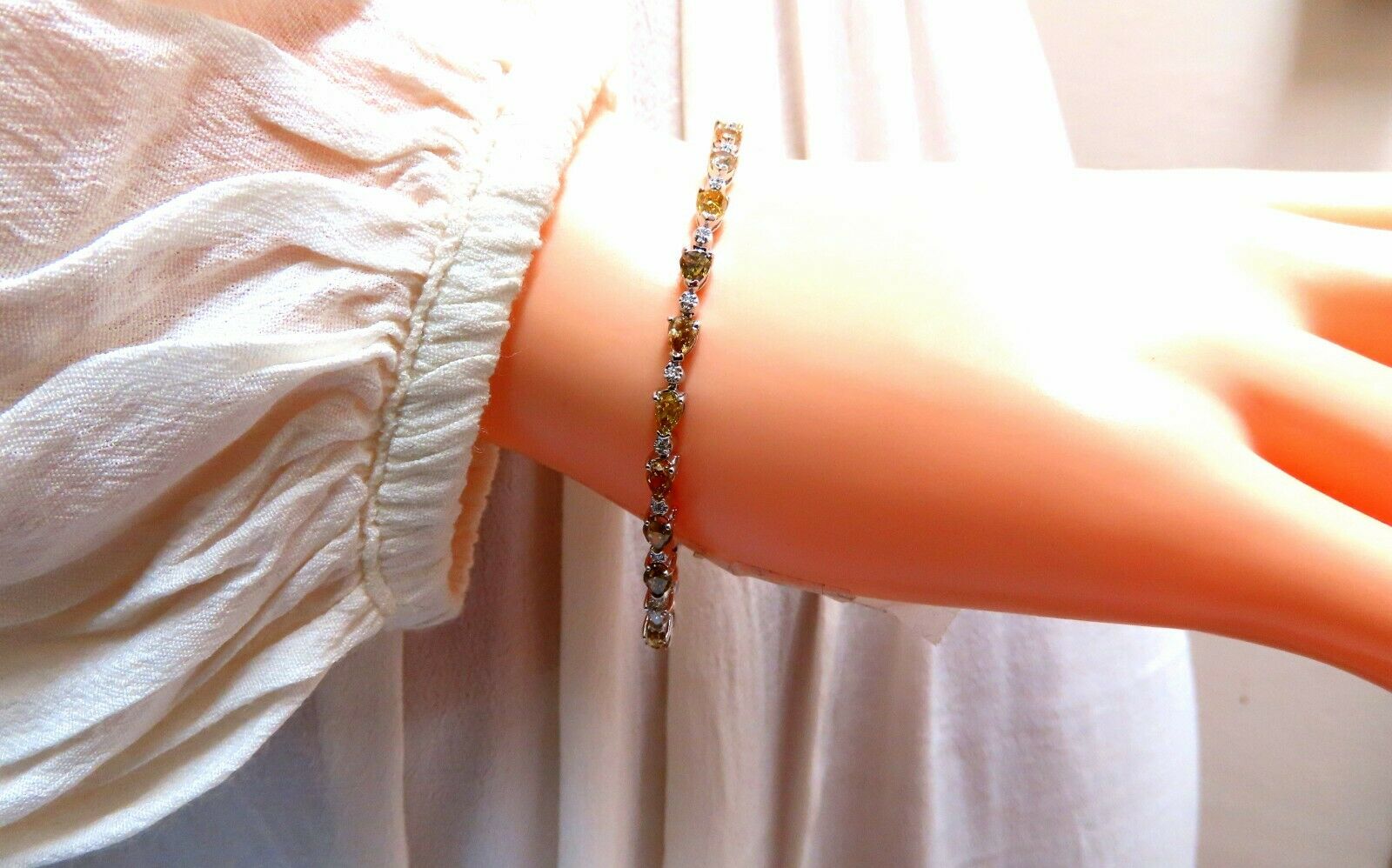 5.02ct Natural Fancy Multicolor Diamond Tennis Bracelet in 14K Gold - Elegant Jewelry for Women, Perfect for Weddings, Parties & Special Occasions