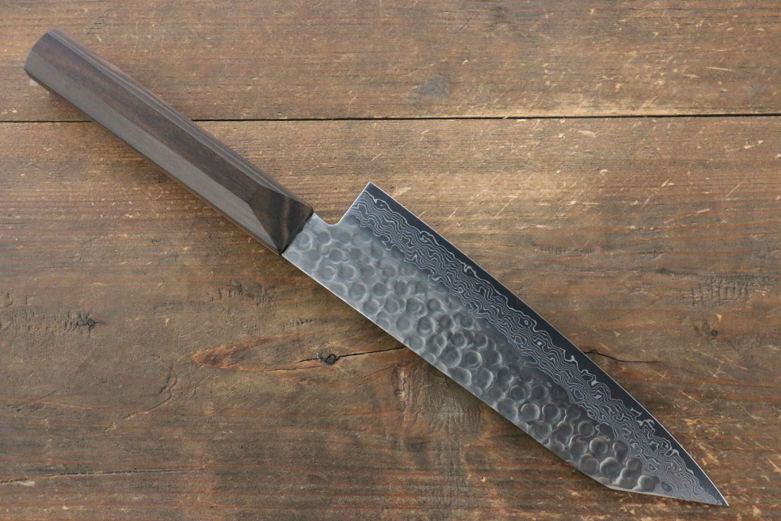Premium Jikko VG10 17-Layer Damascus Santoku Knife 170mm with Ebony Wood Handle - Perfect for Slicing, Dicing & Chopping Vegetables, Meat & Fish