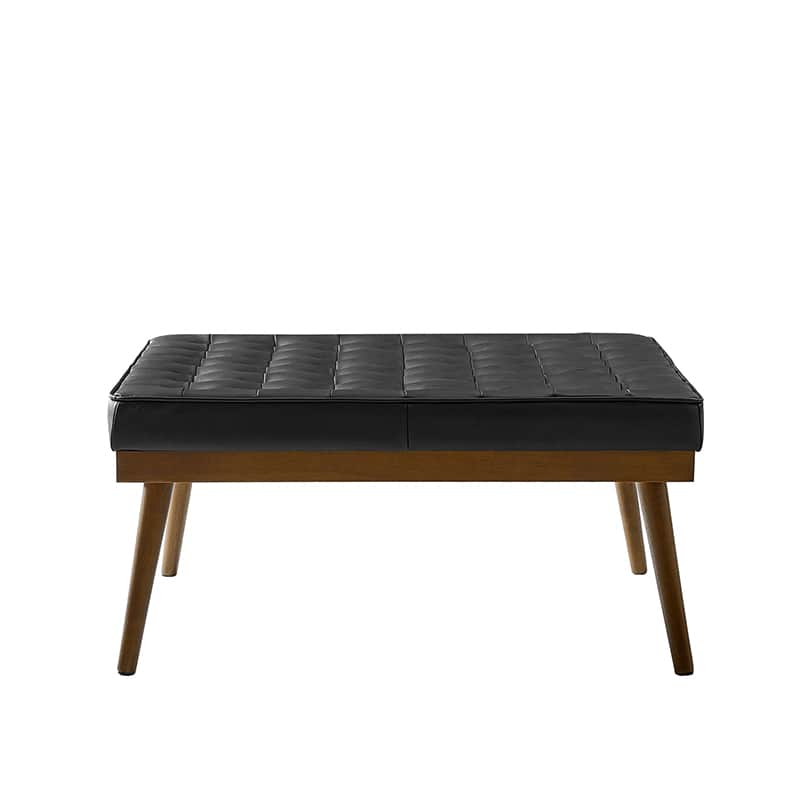 Elisa Mid Century Modern Genuine Leather Ottoman Footrest - Stylish Living Room Accent for Home Decor & Lounge Comfort