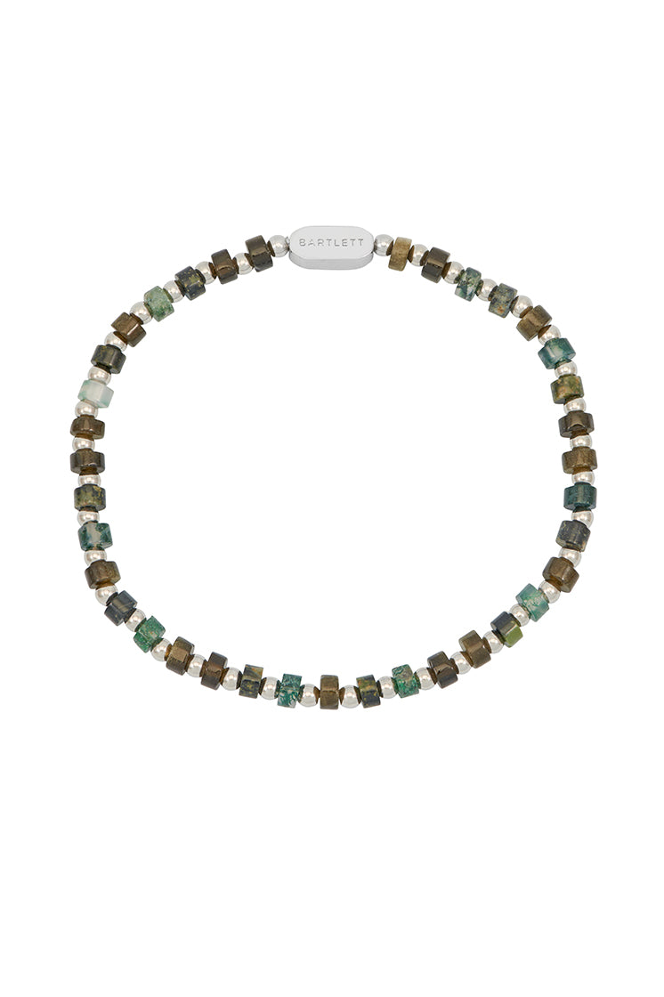 Natural Green Gemstone Rondelle Bracelet for Men - Healing Crystal Beaded Jewelry for Meditation, Yoga & Spiritual Energy (7.5-8.5 Inch Adjustable)