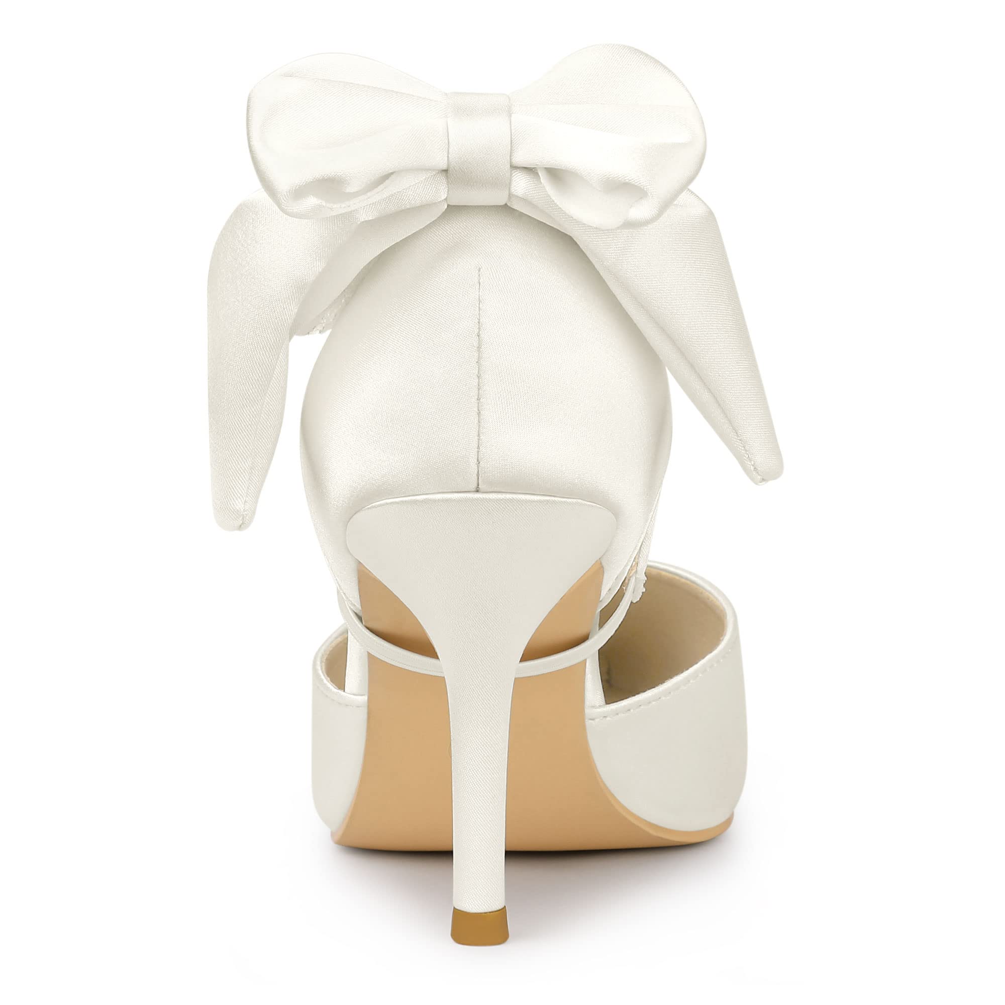 Allegra K Women's Pointed Toe Bow Satin Stiletto Heels Pumps - Elegant High Heel Dress Shoes for Weddings, Parties & Evening Events