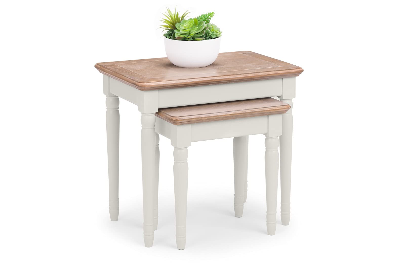 Provence Nest of Tables - Set of 3 Grey & Limed Oak Side Tables | Modern Living Room, Bedroom, or Office Furniture | Space-Saving End Tables with Storage