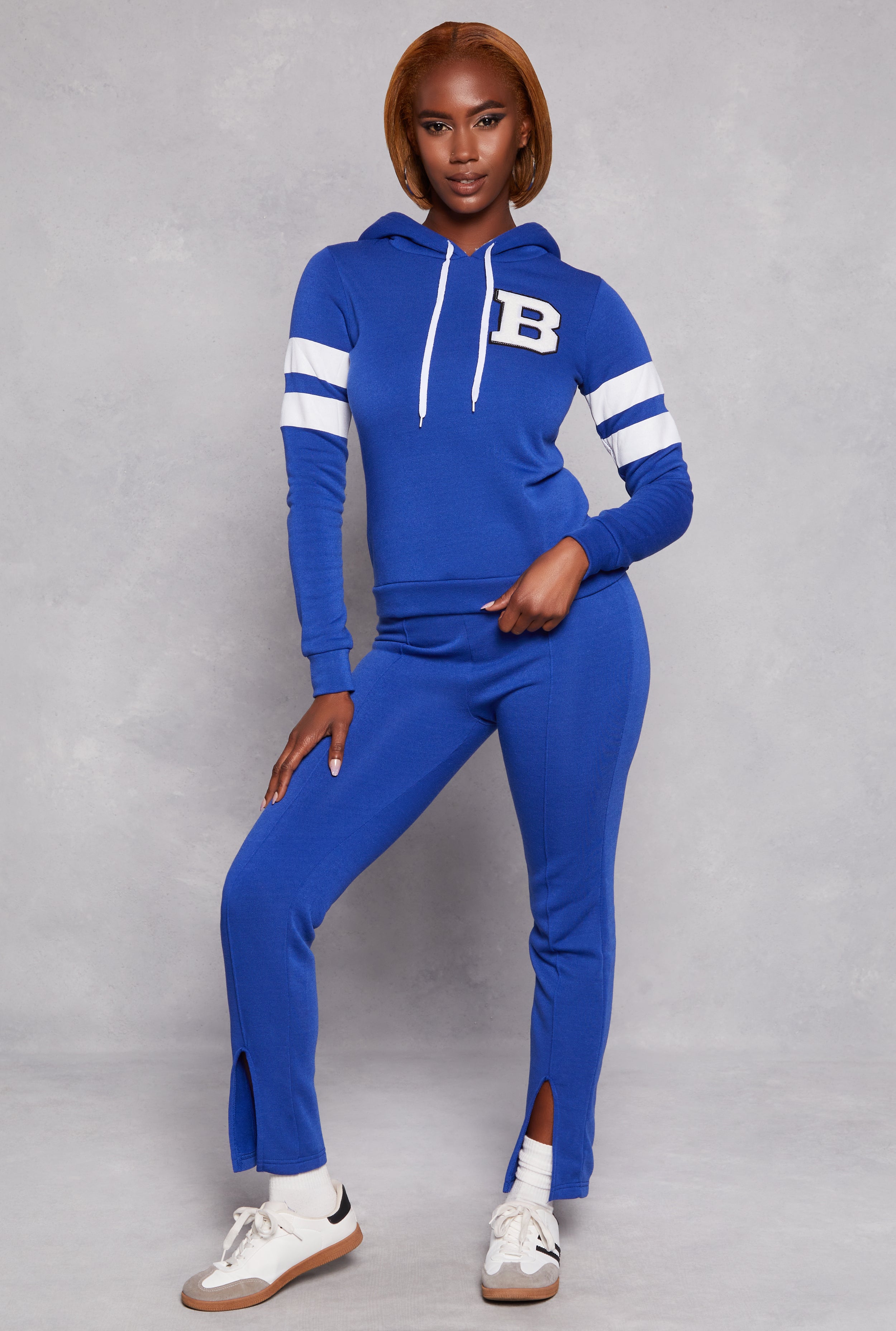 B Initial Varsity Striped Hoodie - Trendy Letterman Sweatshirt for Men & Women | Perfect for Casual Wear, School Spirit & Street Style Fashion