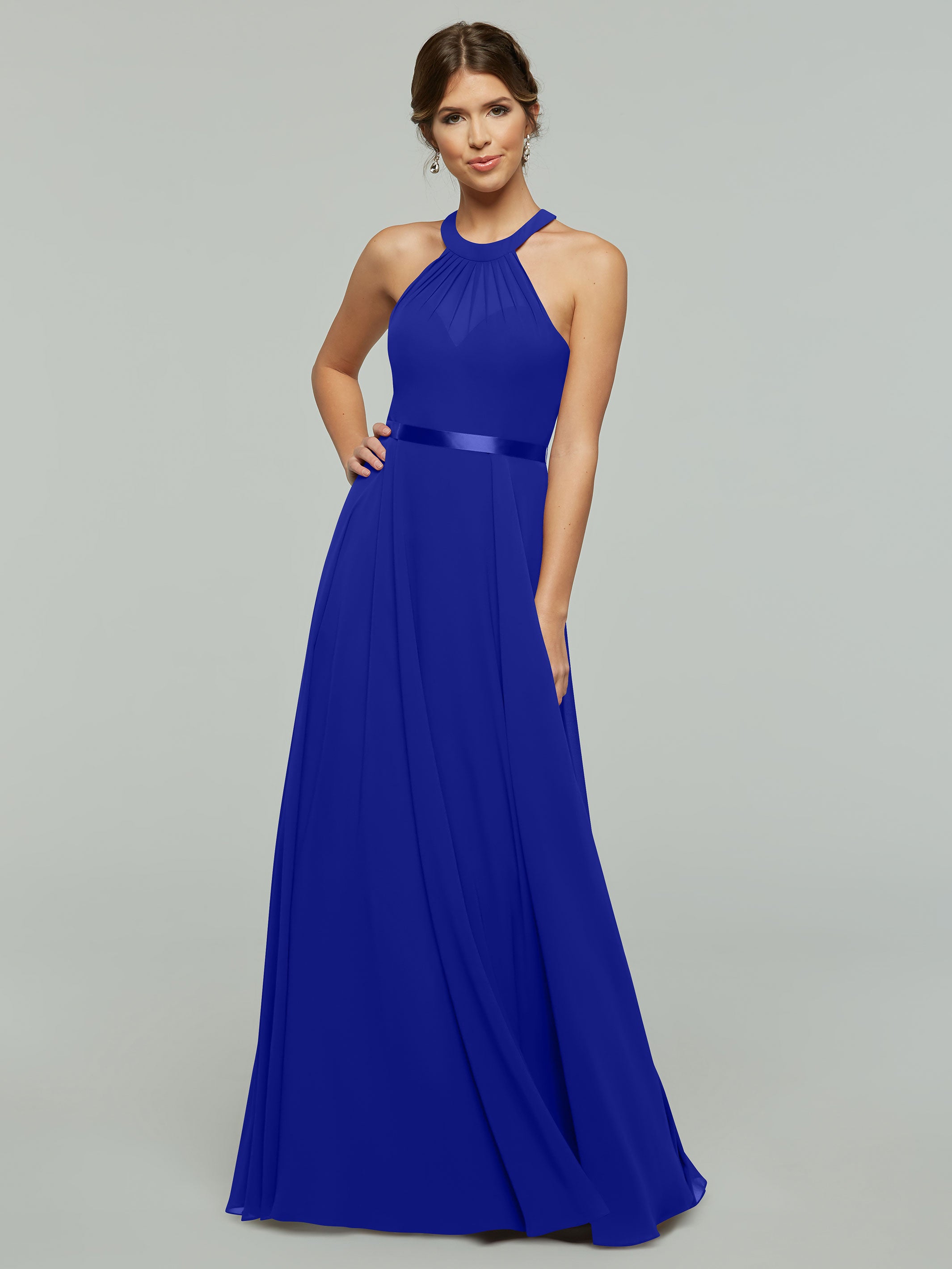 Elegant A-Line Chiffon Bridesmaid Dress with Halter Neckline - Perfect for Weddings, Formal Events & Special Occasions