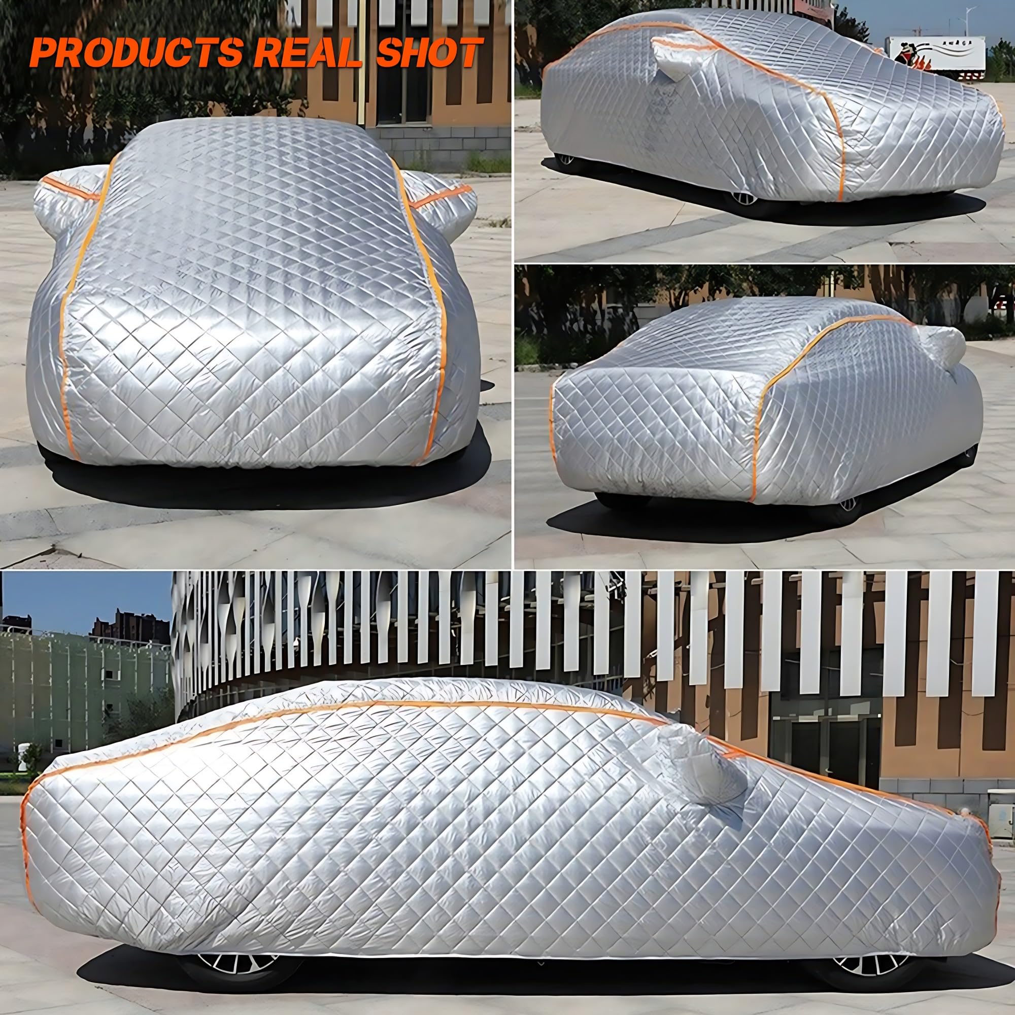 **Jeep Wrangler 4-Door Hail Protection Car Cover (2007-2024) | Heavy Duty Weatherproof Vehicle Cover with Reflective Strips | Perfect for Hail Storms, Snow, and Outdoor Parking (Sliver#A)**