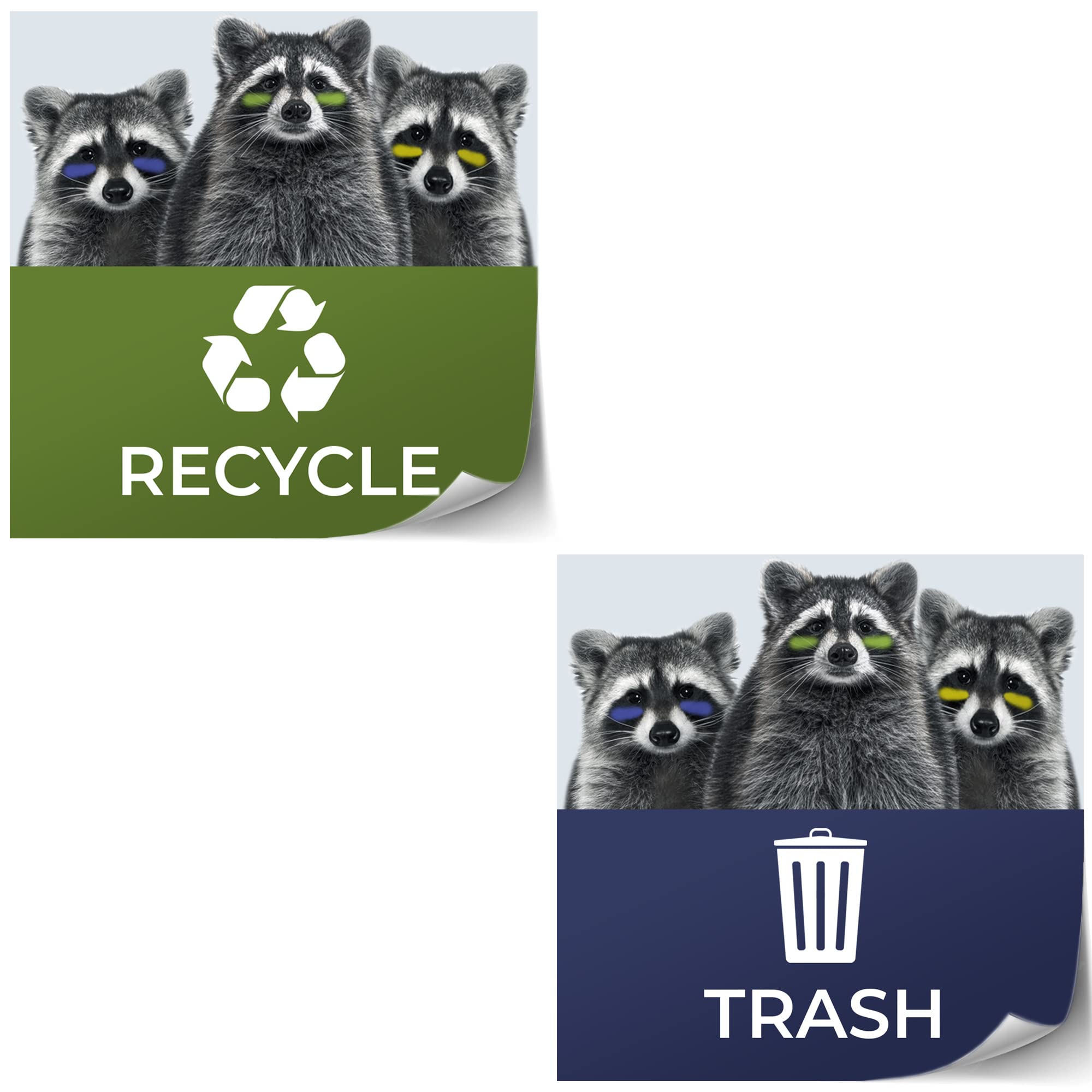 Creative Trash Can Sticker - Waterproof Indoor/Outdoor Vinyl Decal for Waste Bin Organization (Green & Blue) - Perfect for Kitchen, Office, Garage & Recycling Stations