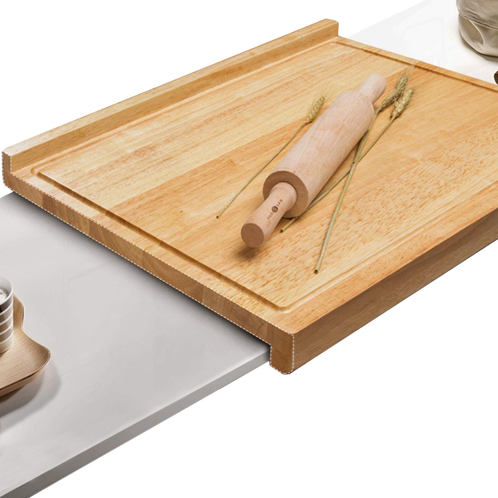 Premium Wooden Cutting Board for Kitchen - 28x18 Inches Large Chopping Board with Juice Grooves for Vegetables, Fruits, Meat & Baking - Durable Countertop Protector for Home Chefs & Cooking Enthusiasts - Perfect for Meal Prep, Entertaining & Daily Cooking