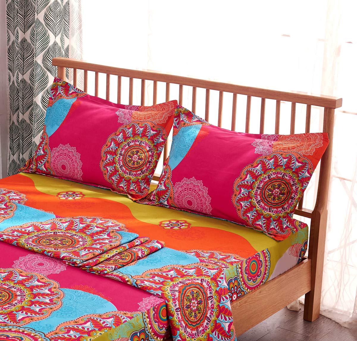 Bohemian Style Lightweight Microfiber Pillowcases Set of 2 (Standard/Queen 20x30 Inches) - Soft & Breathable Bedding for Home, Hotel, or Travel Use