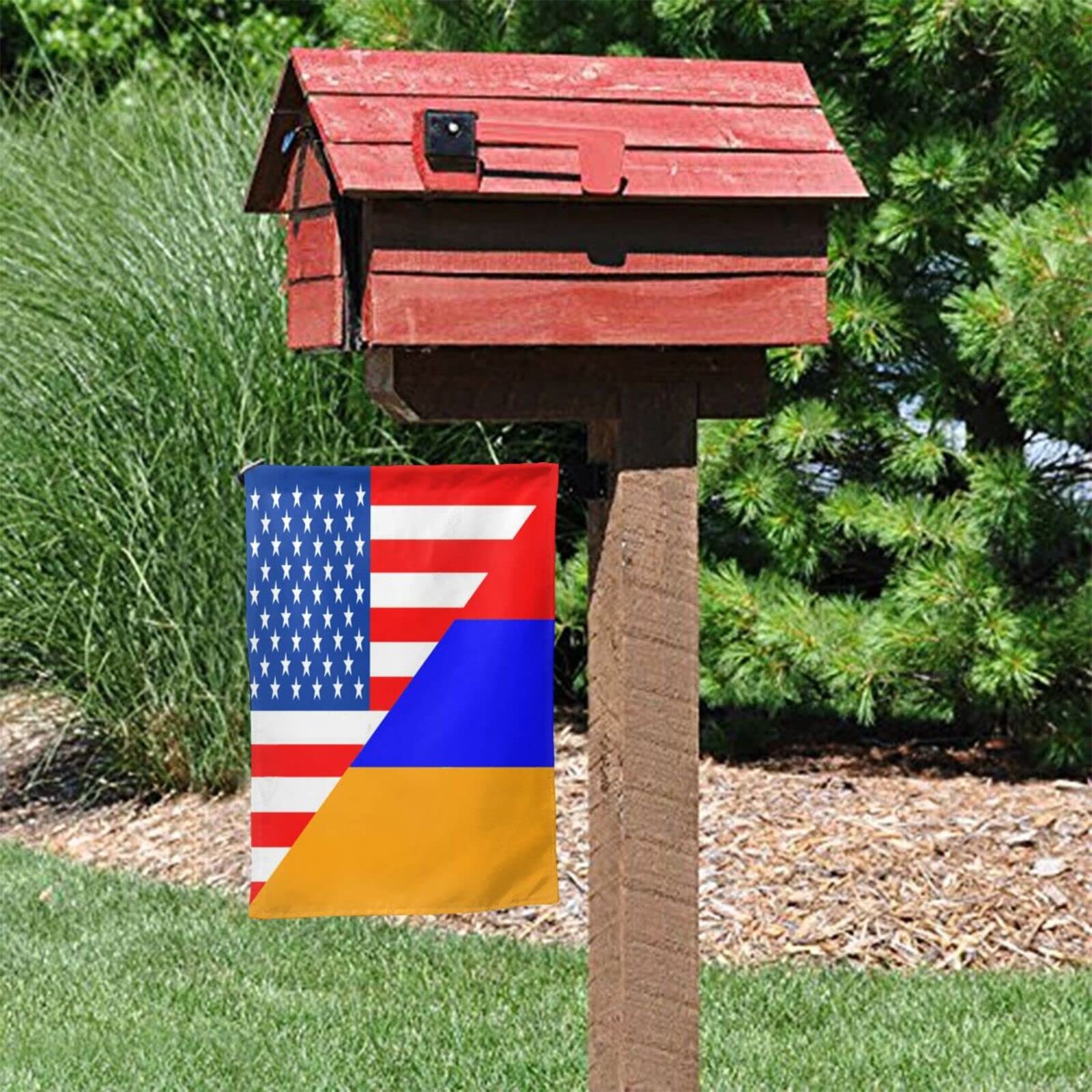 USA & Armenia Double Sided Flag - Patriotic Half American Half Armenian Outdoor Garden Flag for Yard Decor, Home Display & National Pride Celebrations