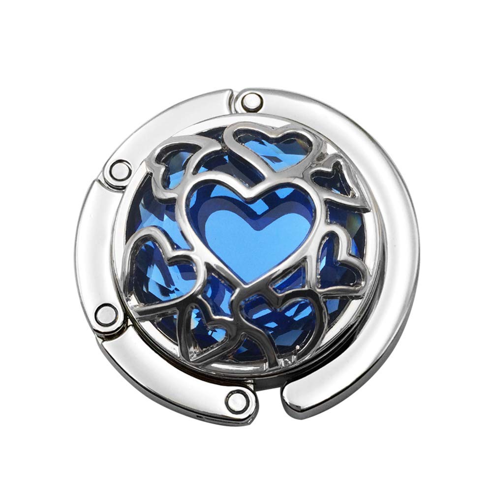 Elegant Foldable Purse Hook Hanger - Hollow Heart Design, Durable Handbag Holder for Tables, Perfect for Restaurants, Travel & Home Storage