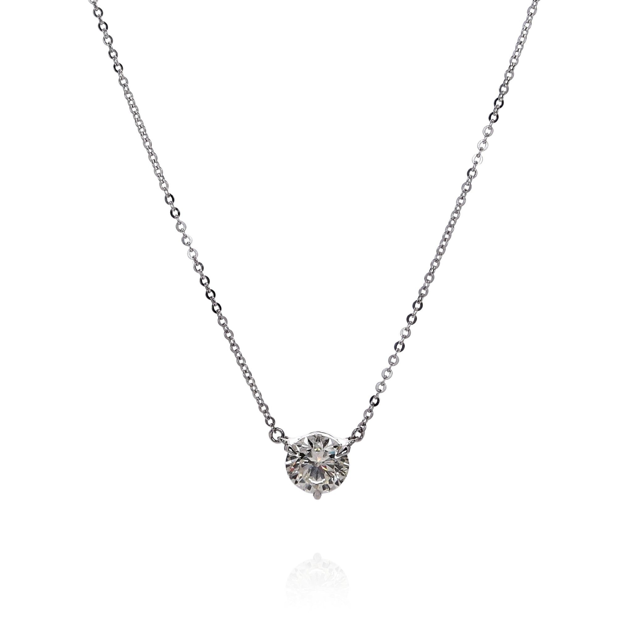 14K White Gold 1.70 Carat Diamond Solitaire Pendant Necklace for Women - Elegant Fine Jewelry Gift for Anniversary, Valentine's Day & Special Occasions