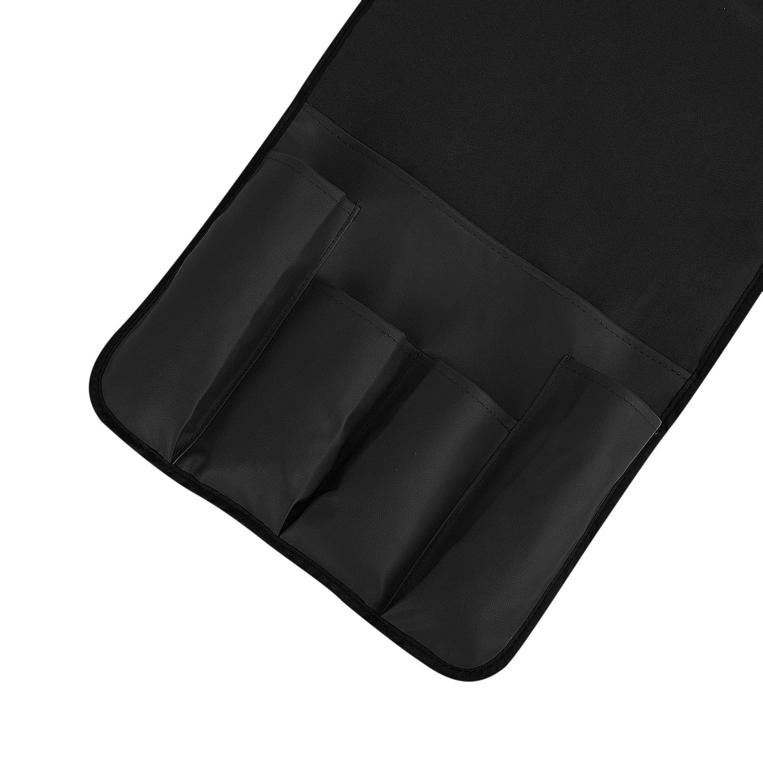 Anti-Slip PU Leather Sofa Armrest Organizer - Phone, Tablet, Remote & Snack Holder for Couch, Recliner & Chair - Space Saving Storage for Books & Magazines (Black) | Perfect for Living Room, Home Theater & Office