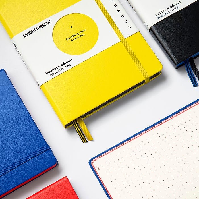LEUCHTTURM1917 Medium A5 Dotted Hardcover Notebook - Bauhaus Special Edition with 251 Numbered Pages | Premium Black Journal for Writing, Sketching & Note Taking | Perfect for Bullet Journaling, Creative Projects & Office Use