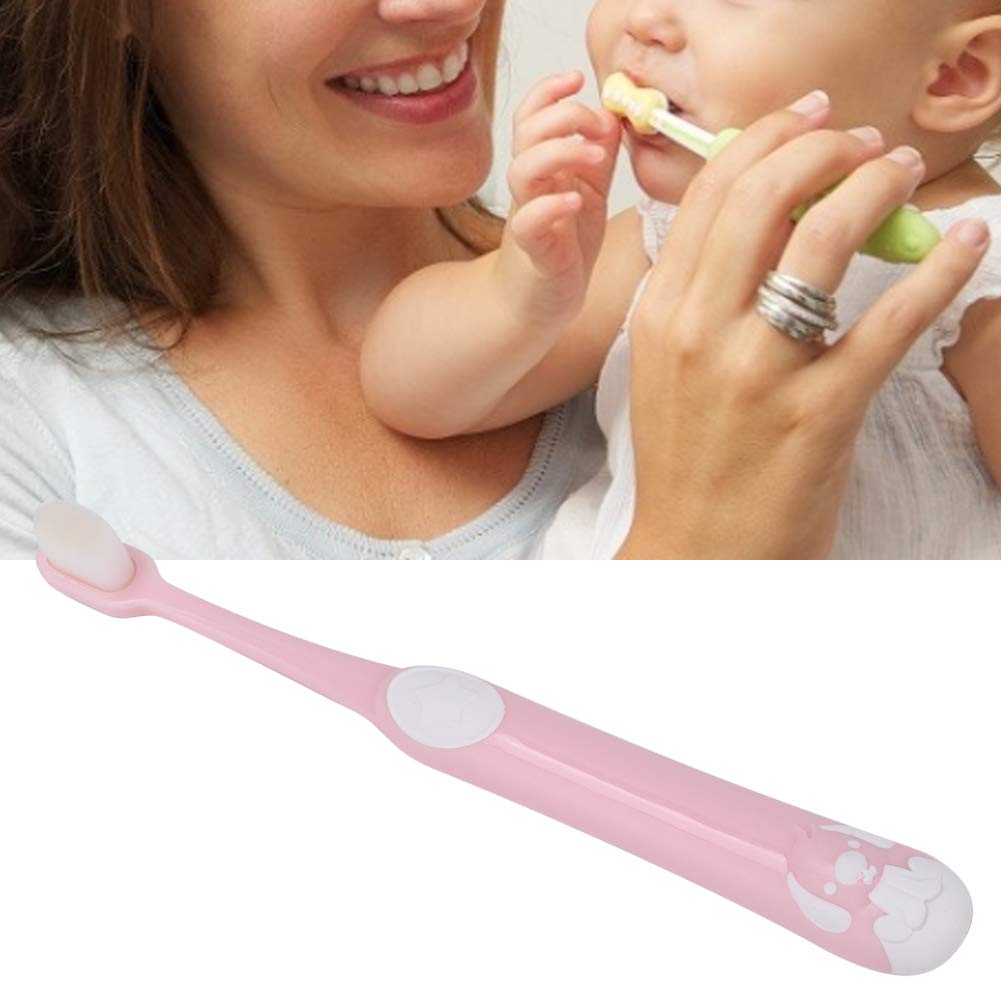 HURRISE Extra Soft Kids Toothbrush - Gentle Silicone Tongue Brush for Sensitive Teeth & Gums - Manual Children's Toothbrush for Baby Oral Care - Pink (Perfect for Daily Brushing & Travel)