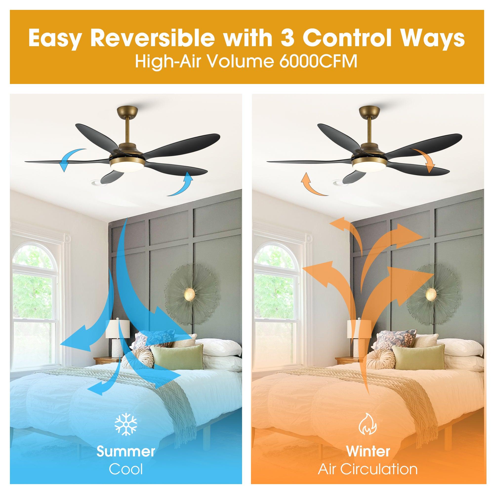 52 Inch Punjab Smart Ceiling Fan with LED Light - Energy Efficient, Remote Control, Quiet Operation for Bedroom, Living Room, and Office