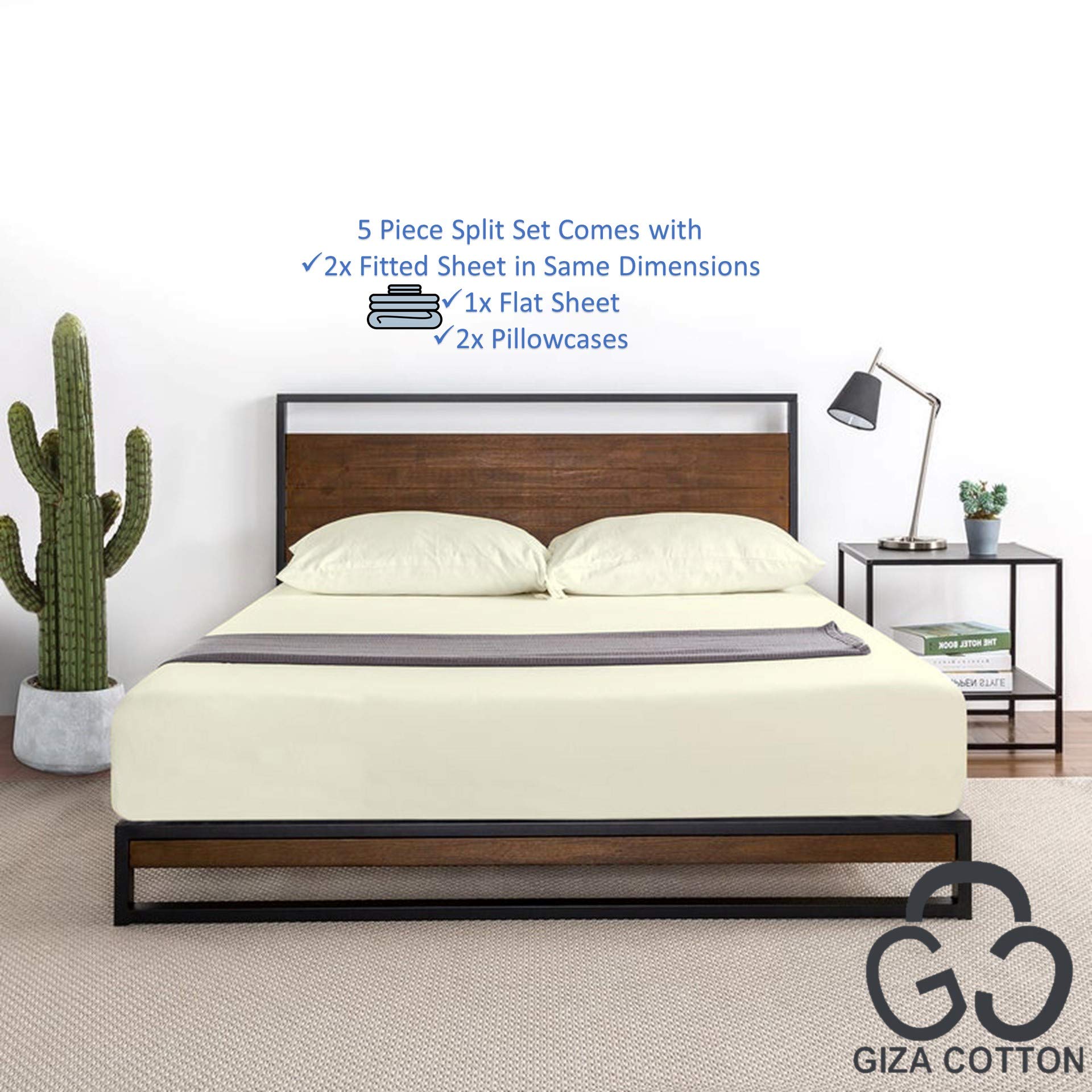 Premium 100% Giza Egyptian Cotton Bed Sheet Set - 4PC Extra Deep Pocket (28