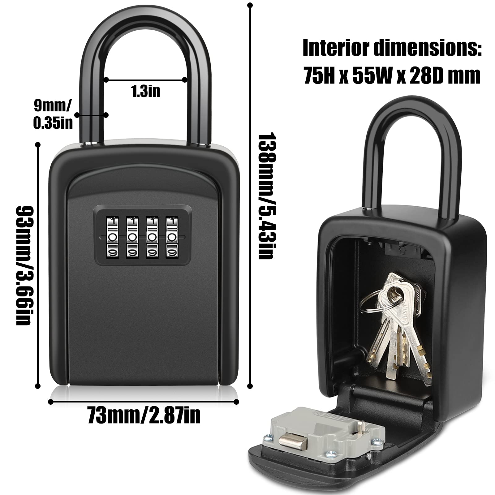 **Diyife 2-Pack Black Key Lock Box - 5 Keys Capacity, 4-Digit Combination, Waterproof Portable Key Safe for Home, Garage, Office & Realtors | Secure Spare Keys Storage for Outdoor, Travel & Emergency Use**