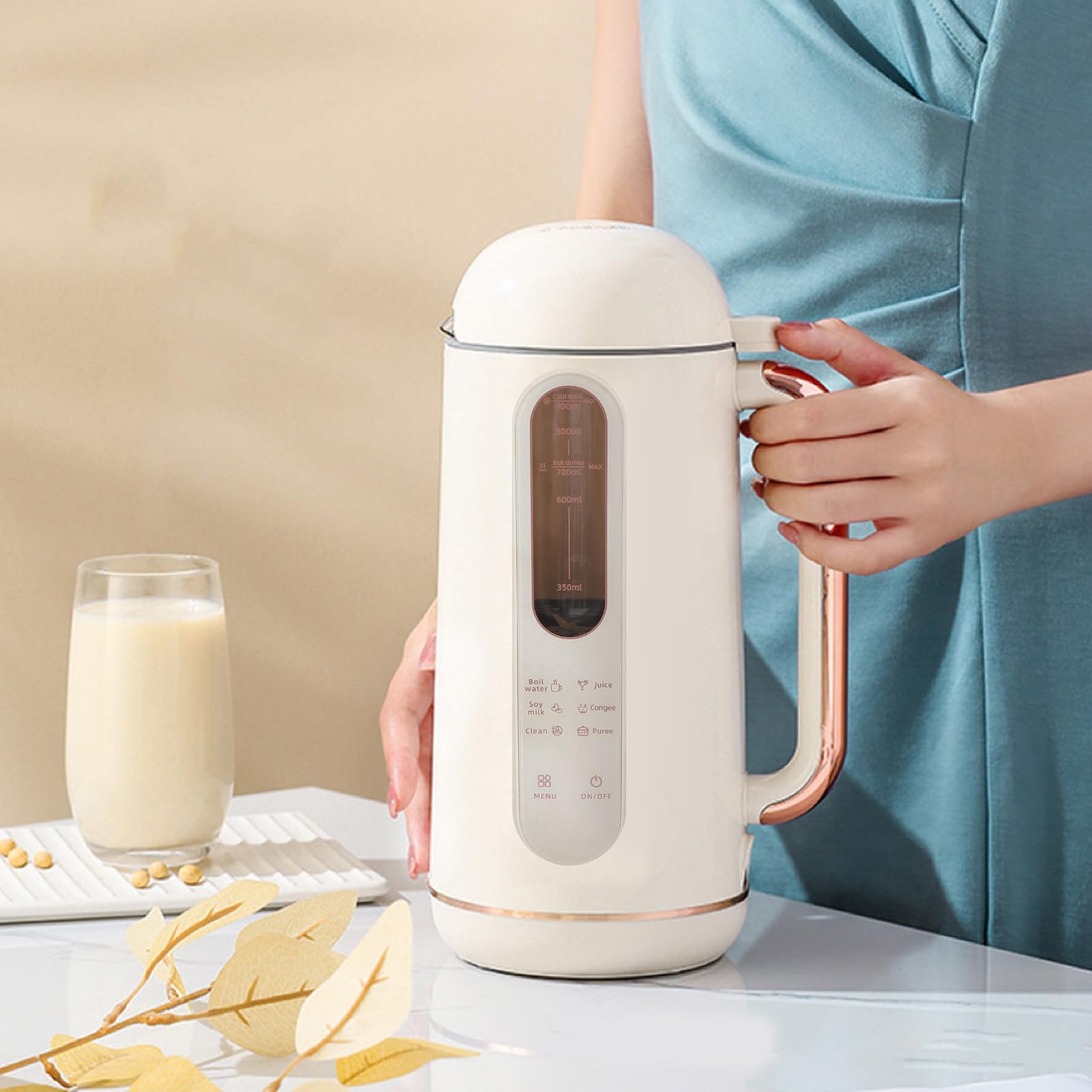 900ML Automatic Soy Milk Maker Machine - Nut Milk Maker for Almonds, Oats, Soybeans | US Plug 110V | Perfect for Healthy Breakfast, Baby Food & Vegan Recipes