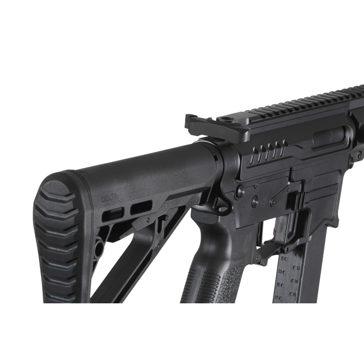 R&D Precision Licensed PW9 Mod 1 Airsoft Rifle with Adjustable Short/Long Rail & Delta Tactical Stock - Perfect for Milsim, Airsoft Battles & Tactical Training
