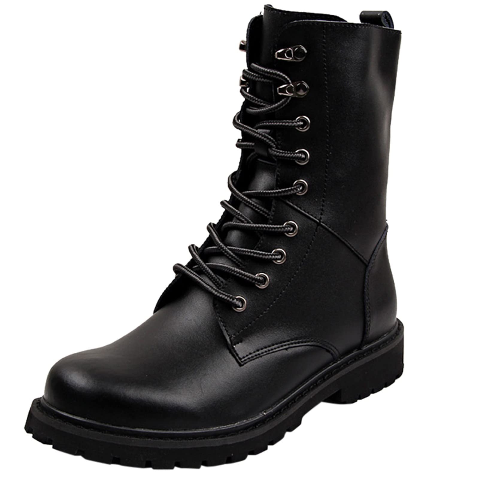 Women's Casual British Style Cowboy Boots - Round Toe Ankle Booties with Lace Up Design, Solid Color Combat Short Boots for Western Fashion, Outdoor Adventures & Everyday Wear
