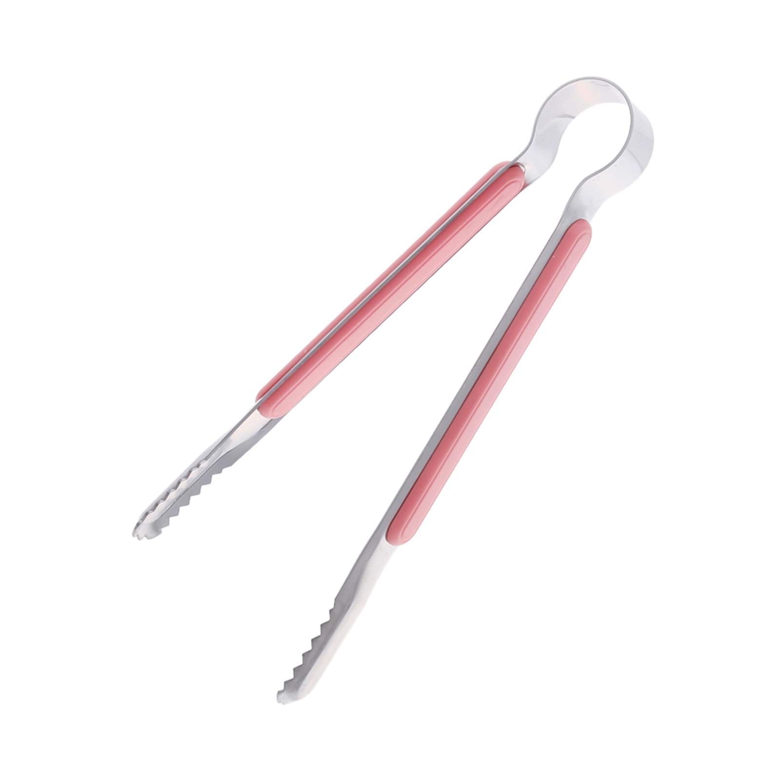 Pink Stainless Steel Kitchen Tongs for BBQ, Salad & Cooking - Medium Size