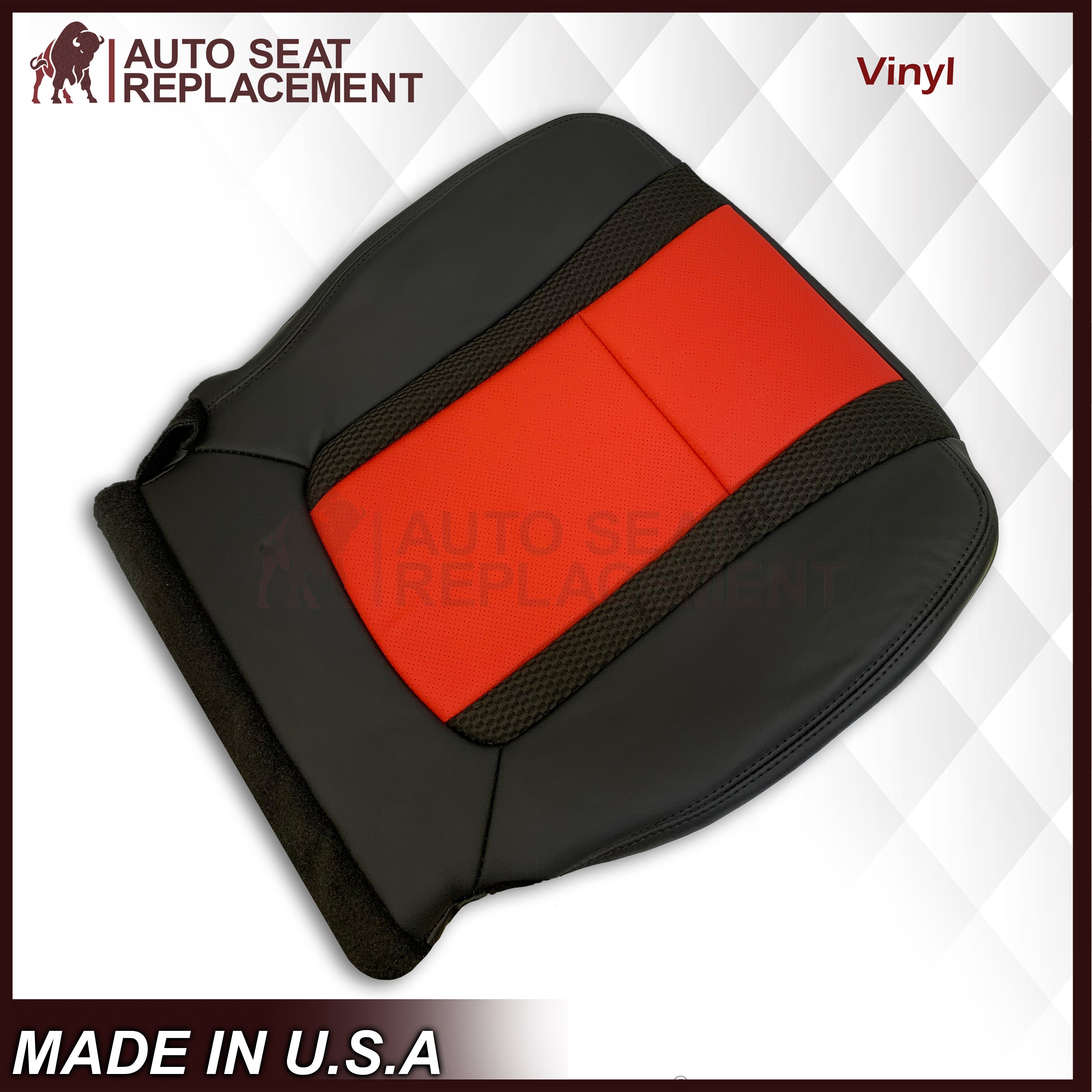 2010-2014 Ford F-150 Raptor Perforated Seat Covers - Top/Bottom, 2-Tone Red & Black (Leather/Vinyl) | Premium Car Interior Upgrade for Off-Road & Daily Driving