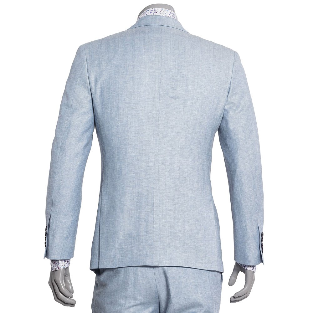 HBDesign Men's 2-Piece Slim Fit Suit Set - 2 Button Jacket & Pants - Custom Sizing Available in Baby Blue | Perfect for Weddings, Business Meetings & Formal Events