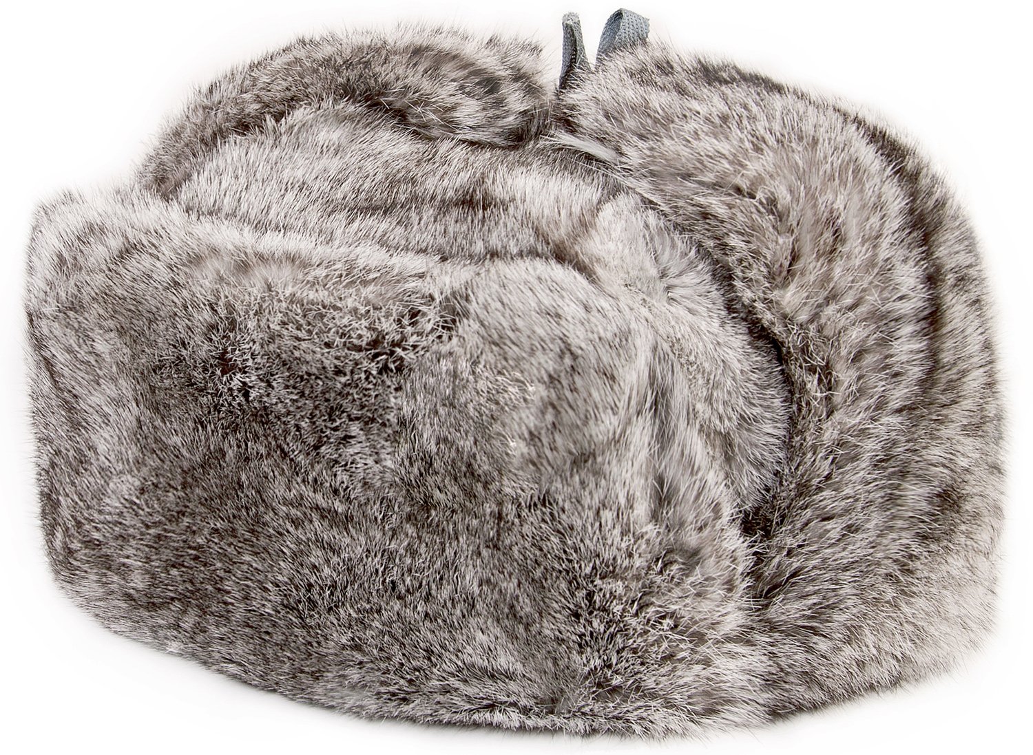Rabbit Fur Ushanka Winter Hat for Men & Women - Gray Russian Army Style with Soviet Military Insignia - Warm Trapper Hat for Cold Weather, Outdoor Activities & Cosplay