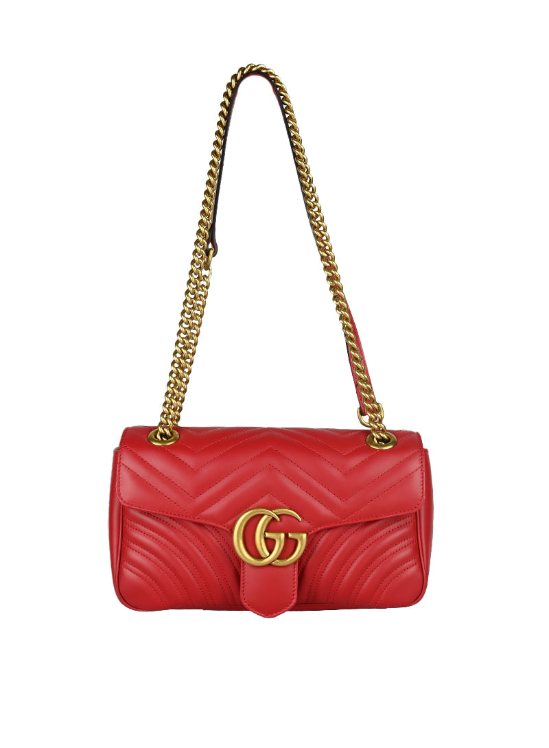Gucci Marmont Small Leather Shoulder Bag in Red - Elegant Crossbody Purse for Women, Perfect for Date Night & Evening Events