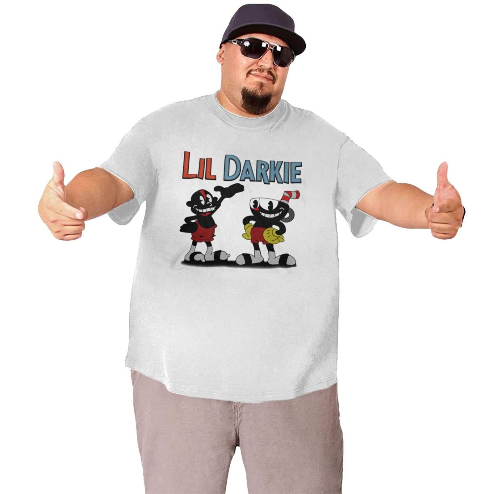 Lil Darkie Oversized Cotton T-Shirt for Men - Big & Tall Short Sleeve Tee - White Casual Streetwear Shirt for Concerts, Skateboarding & Urban Fashion
