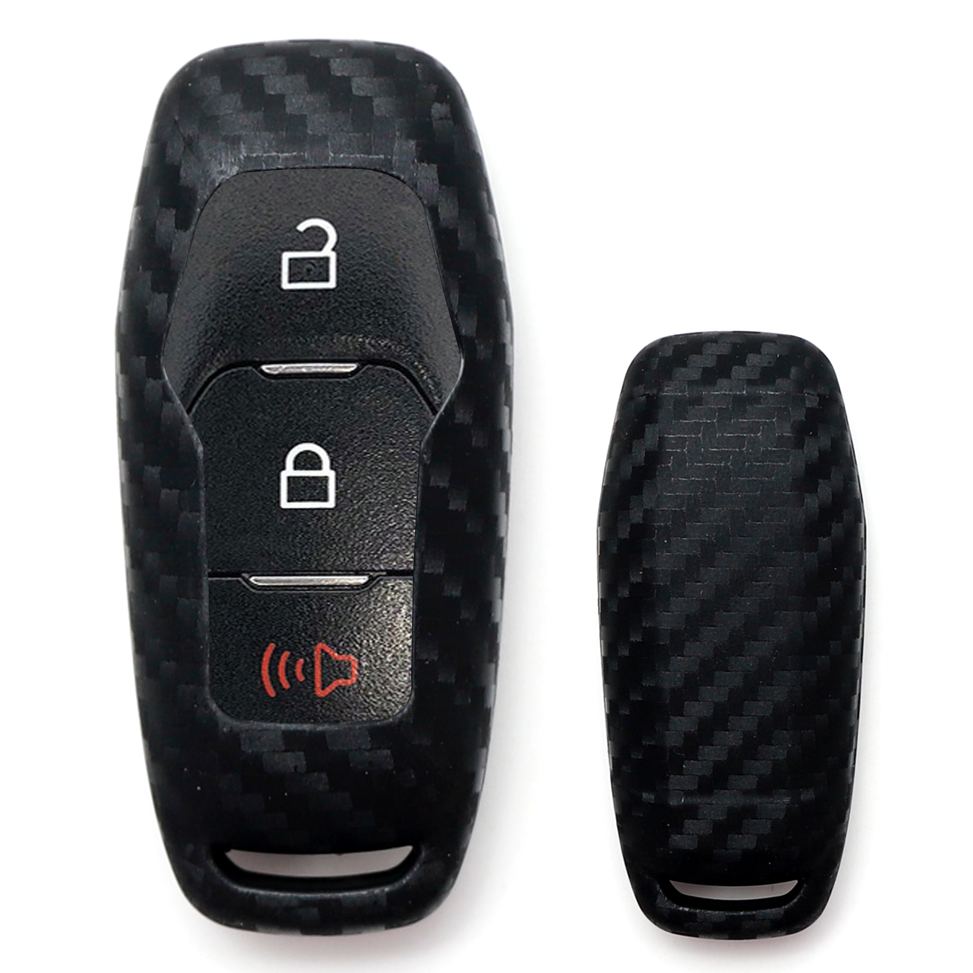 Carbon Fiber Soft Silicone Key Fob Cover for 2015-2017 Ford Explorer & F-150 - Durable Protection & Stylish Design for Car Keys (Perfect for Everyday Use & Gift Giving)