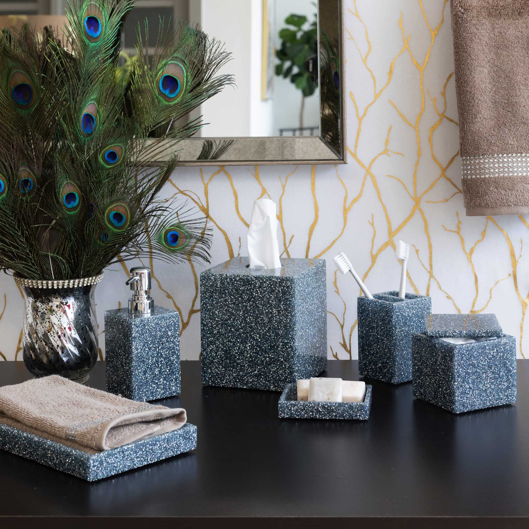 Sparkling Rhinestone Cotton Ball Holder - Luxury Bathroom Decor for Vanity & Spa